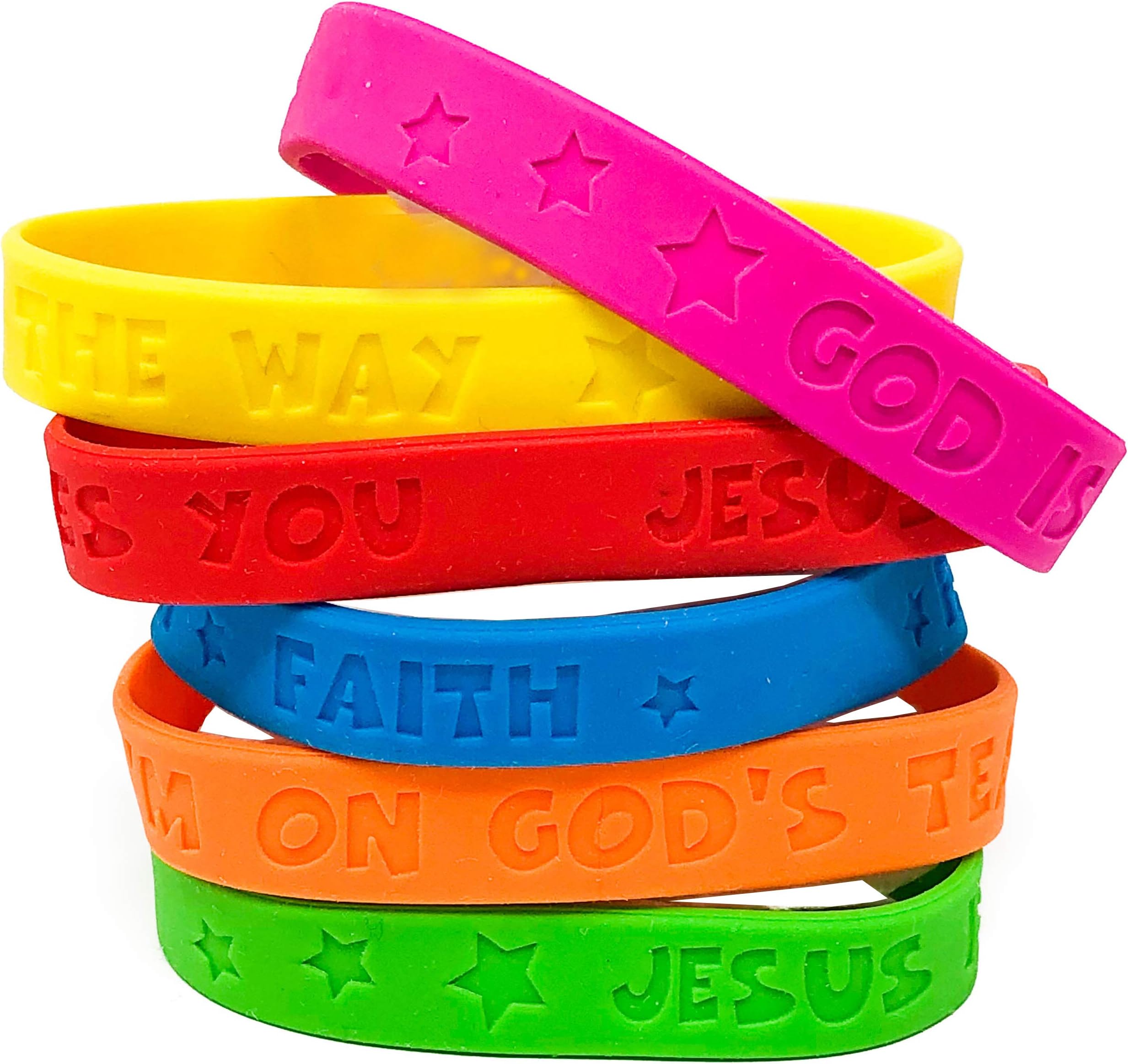 Podzly 100 Pack of Christian Bracelets - Motivational Silicone Wristbands with Religious Sayings, Bible-Inspired Jewelry Gift for All Ages, Durable & Adjustable - Assorted Colors, One Size Fits Most