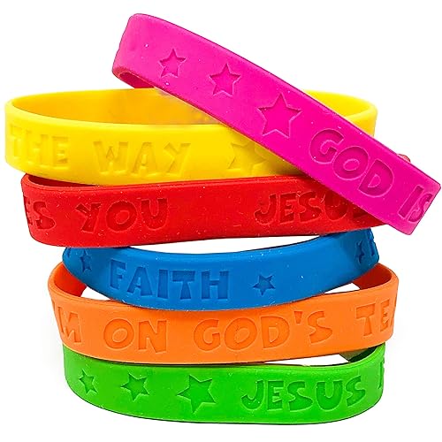 Podzly 100 Pack of Christian Bracelets - Motivational Silicone Wristbands