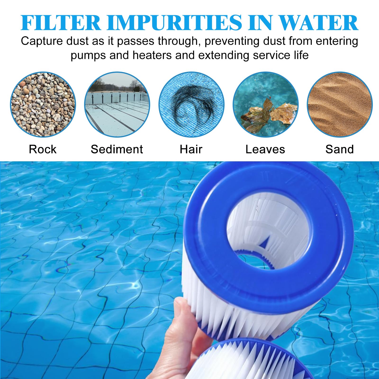 Ensemble de 8 Filtres pour Spas Gonflables, Cartouches Filtrantes 80 x 100 mm pour Filtres Clever Spa, Cartouches Filtrantes pour Piscines Gonflables, Spas