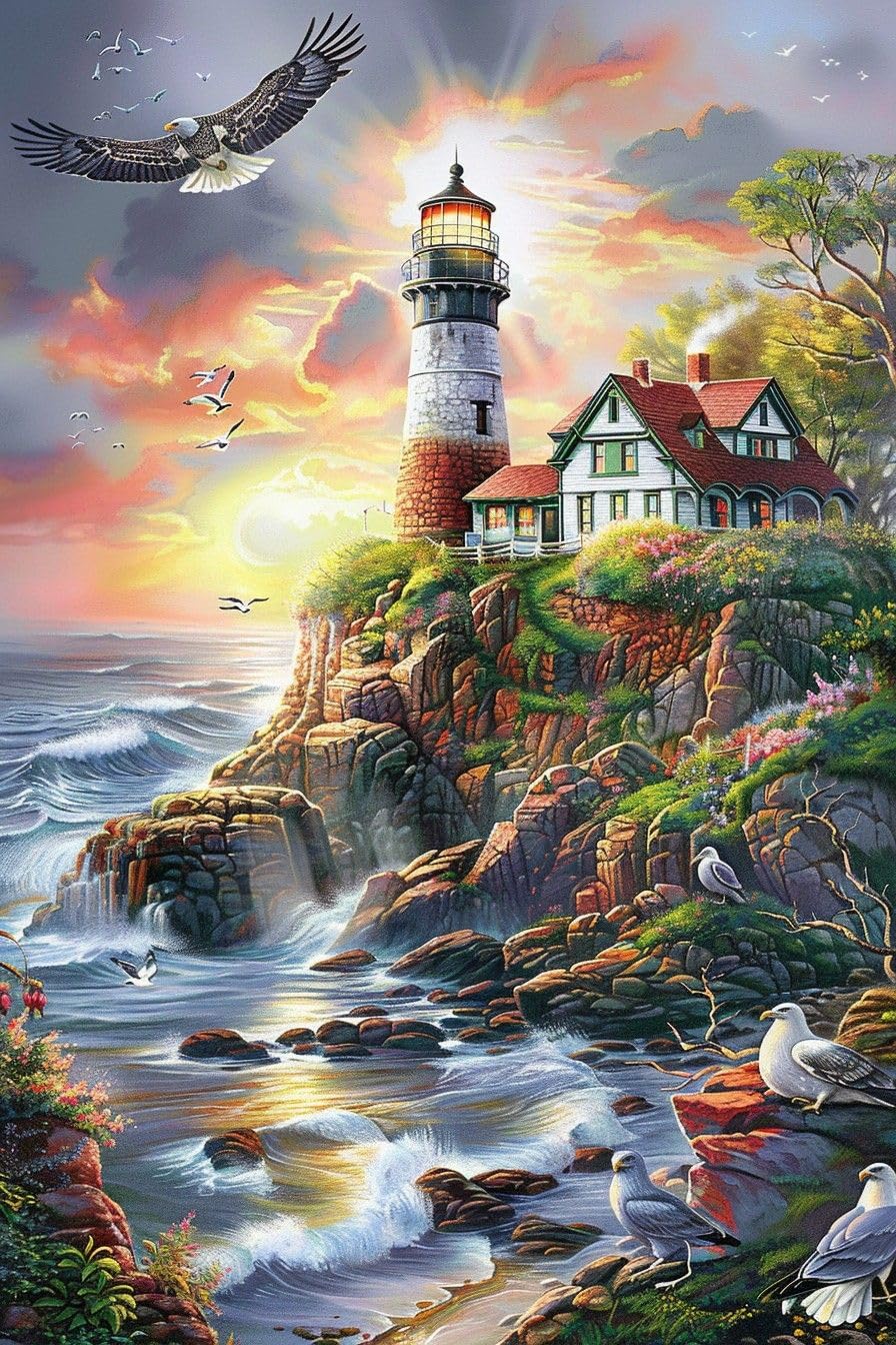 Amazon.com: Adult Diamond Painting Kit, Seagull Lighthouse Cabin