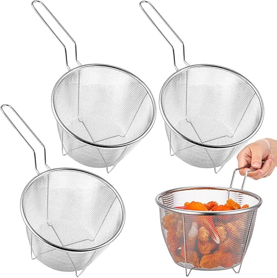 Nuanchu 4 Pieces Deep Fry Basket 7.1 Inch Round Wire Fry