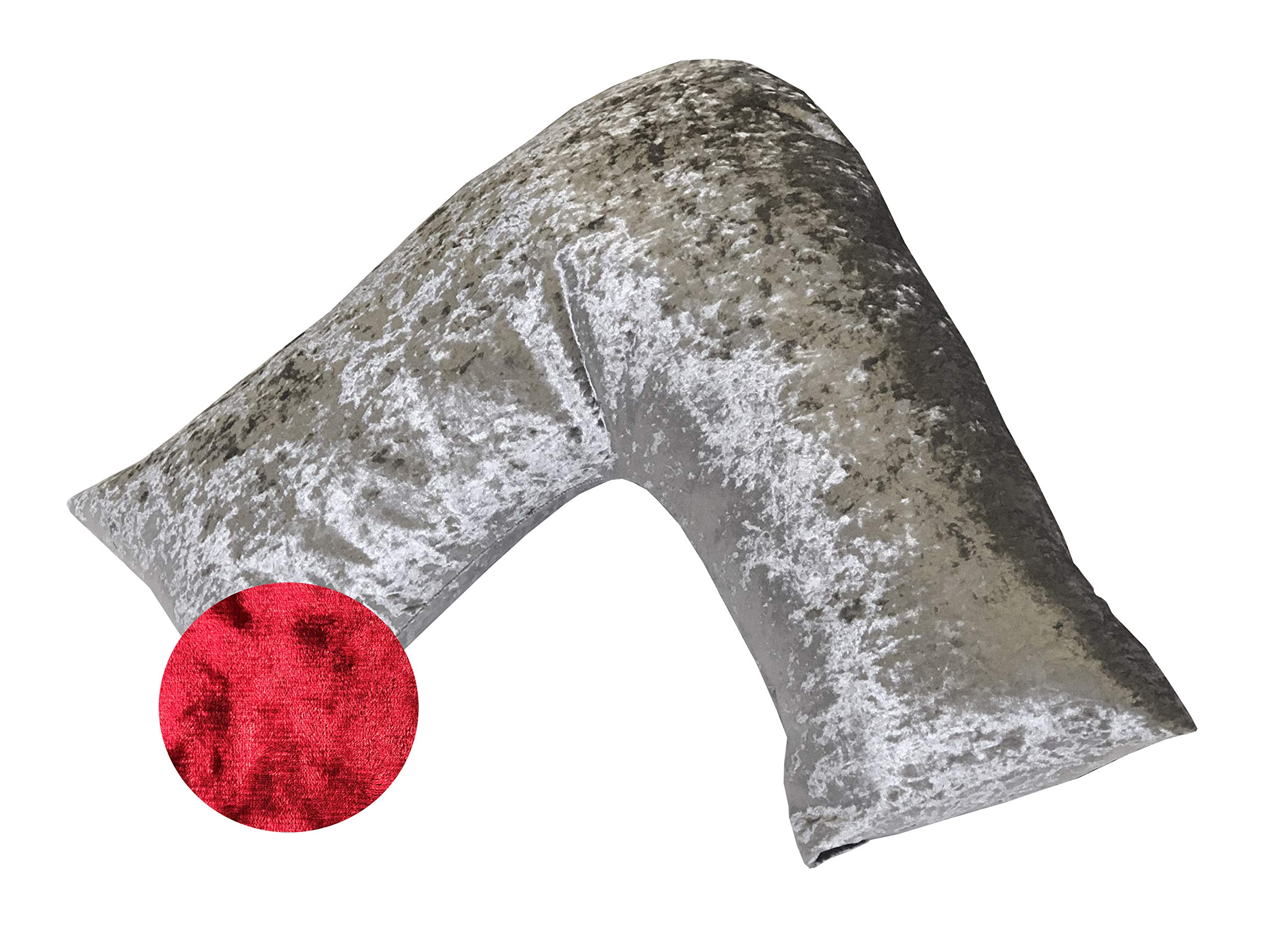 Lancashire Textiles Ruby Red Luxury Crushed Velvet V-Shaped Pillowcase – Soft, Lightweight & Glamorous Pillowcase For V-Shaped Support Pillow – Ideal For Pregnancy And Breastfeeding [Colour - Red]