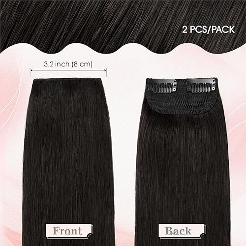 Miniatura 2 de SEGO 2 extensiones de cabello humano Remy con clip, 2 clips, sin costuras, horquilla invisible para mujeres con cabello adelgazante que añade
