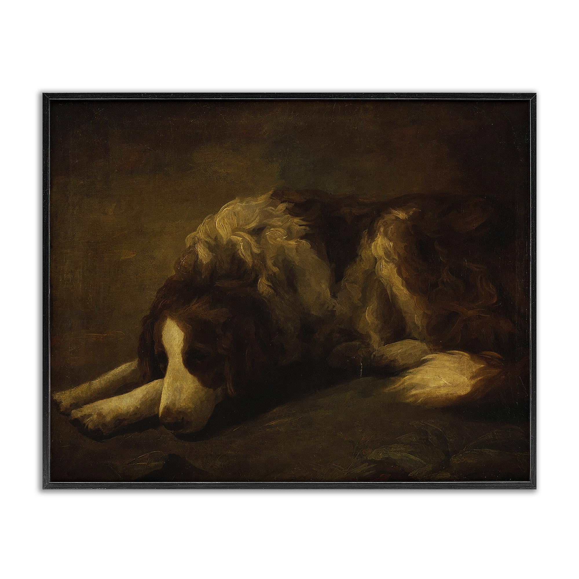 Stupell Industries 'Dim Lighted Classic Dog', Framed Giclee Art, Black, 14 x 11 Inches, Easy to Hang and Sturdy, Made in USA, by Lil' Rue