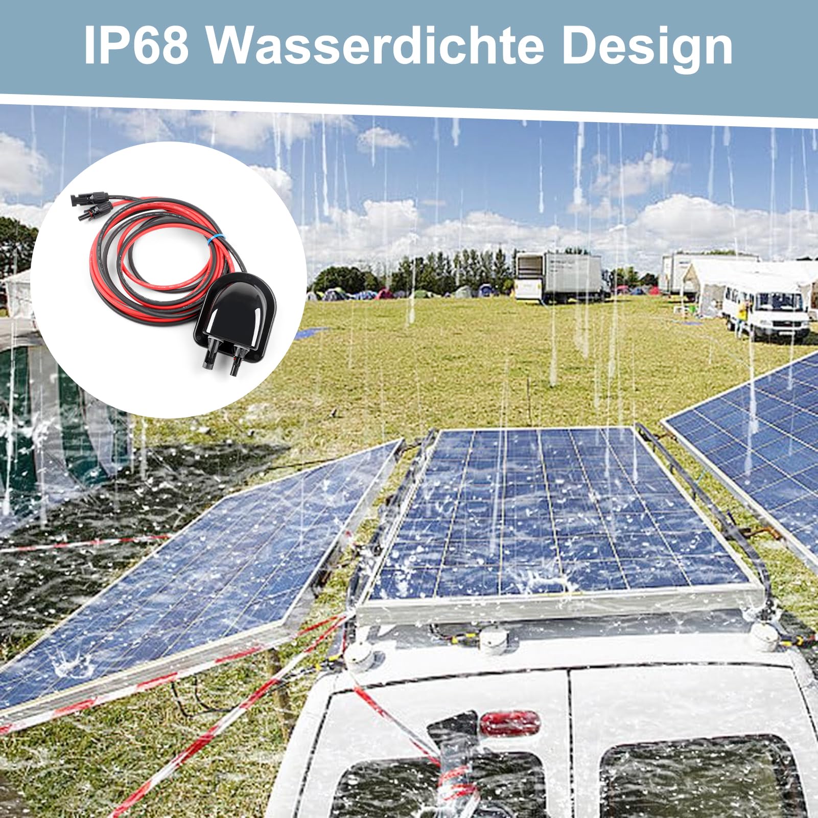 Passacavo solare per tetto impermeabile ABS doppio ingresso cavo 300 cm camper fotovoltaico
