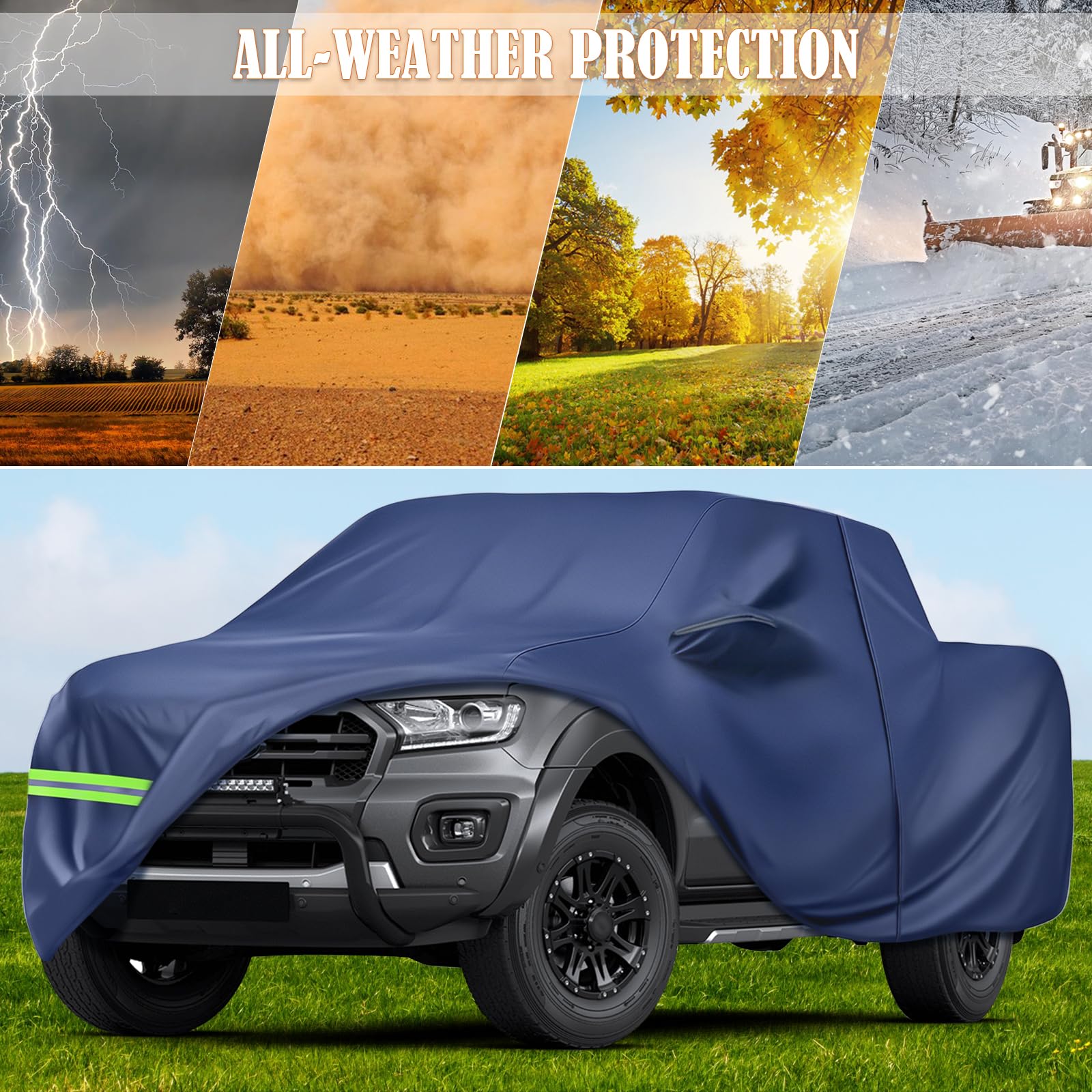 Copertura per auto da esterno per Ford Ranger Toyota Hilux Nissan Navara VW Amarok, copertura impermeabile con apertura a cerniera per proteggere da neve, pioggia e polvere, blu