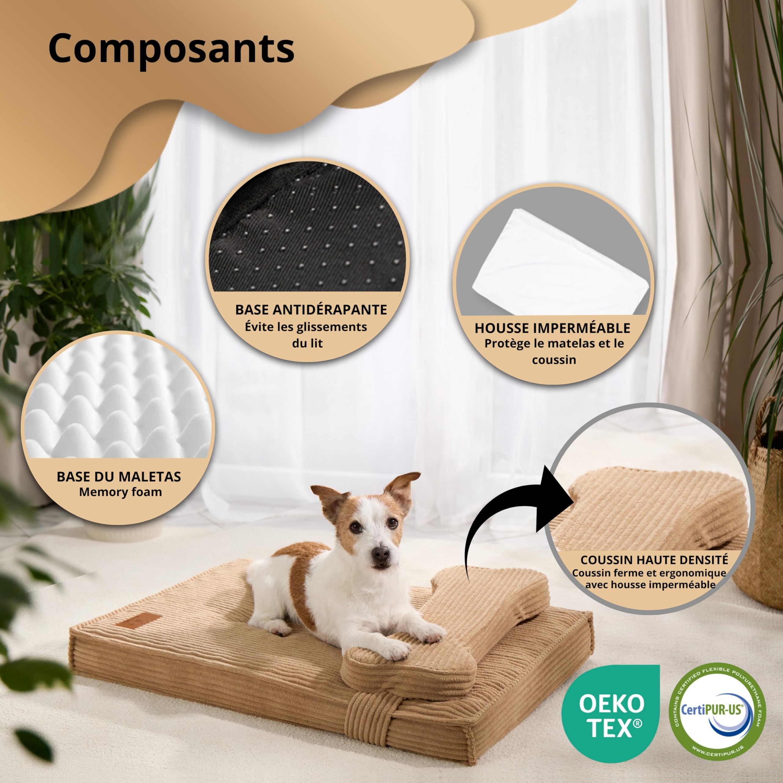 Panier Chien Orthopédique Mémoire de Forme Lavable (X-Large)