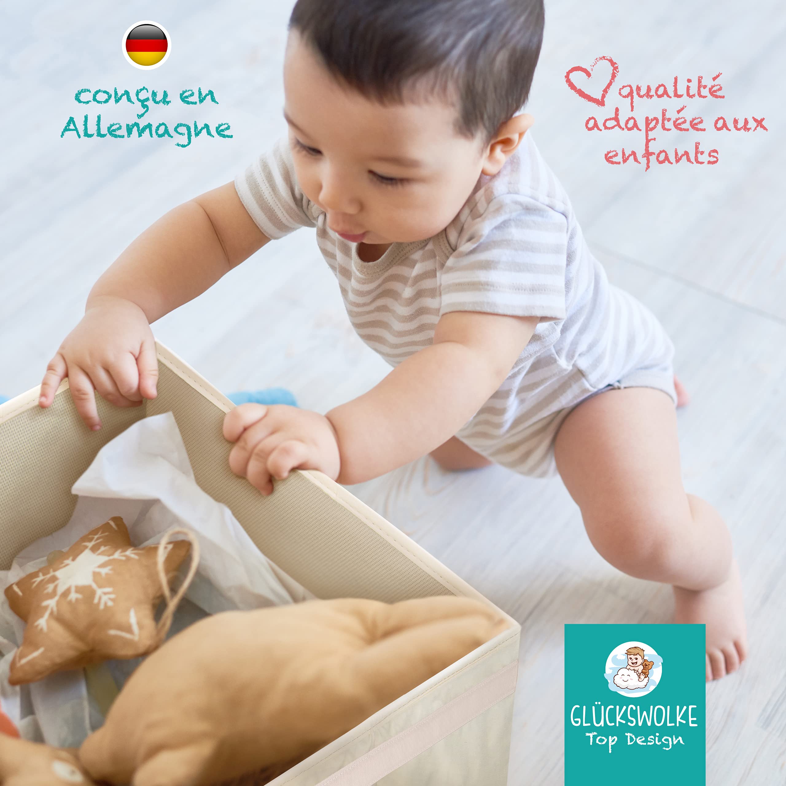 GLÜCKSWOLKE Boite de Rangement Enfant - 15 Motifs I Coffre à Jouet I Caisse Cube (33x33x33) I Bac à Jouets avec Couvercle - Chambre Bebe I Organisateurs pour Salle de Jeux I Jungle Animaux (Toucan)