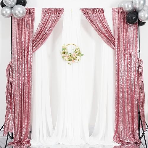 Miniatura 6 de Poise3EHome - Cortinas de lentejuelas fucsia rosa, 2 paneles de 2 pies x 8 pies, fondo de purpurina para fiesta, cumpleaños, baby shower, boda,
