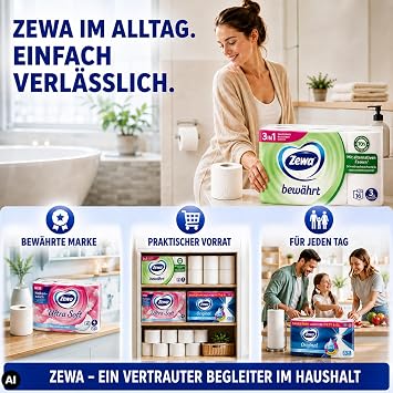 HLKauf Bundle Zewa Ultra Soft Toilet Paper - 60 Rolls 4 Ply & Block