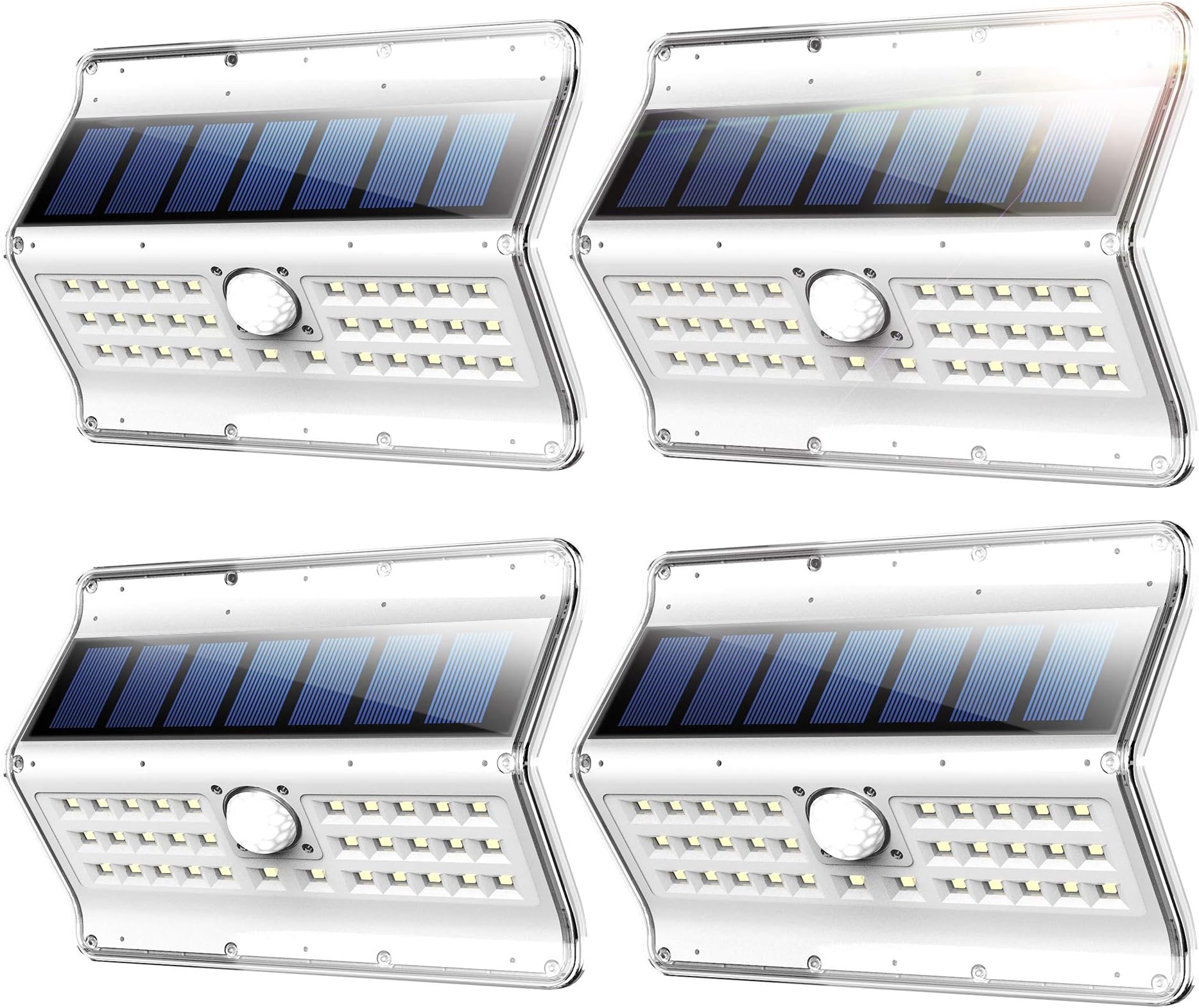 EZBASICS 500LM Solar Motion Sensor Light Outdoor, No Dim Mode, Security Light for Front Door, Yard, Garage, Deck, 4 Pack