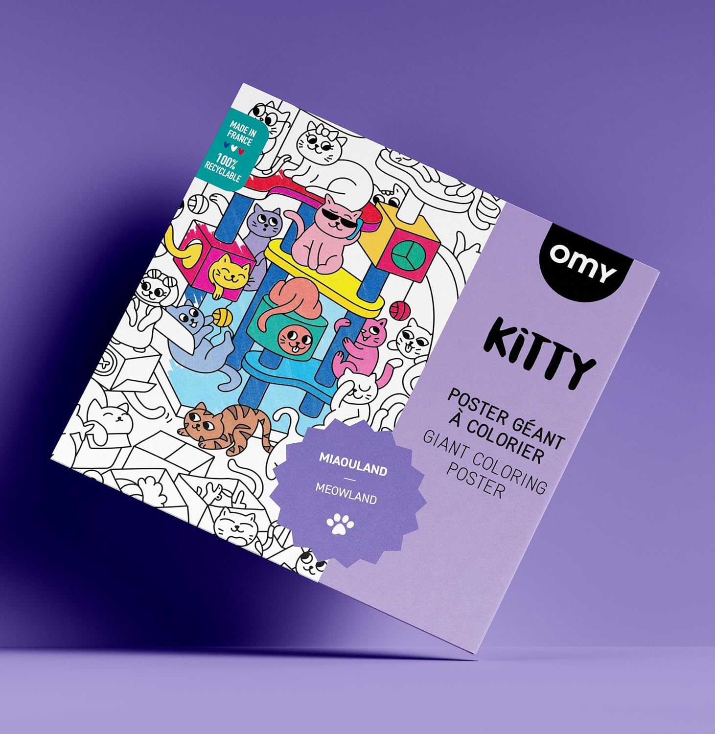 Omy Giant Coloring Poster – Kitty | Fun and Creative Coloring Activity | Extra-Large Poster to Color Alone or with Others | Easy-to-Frame Format | from 3 Years Old