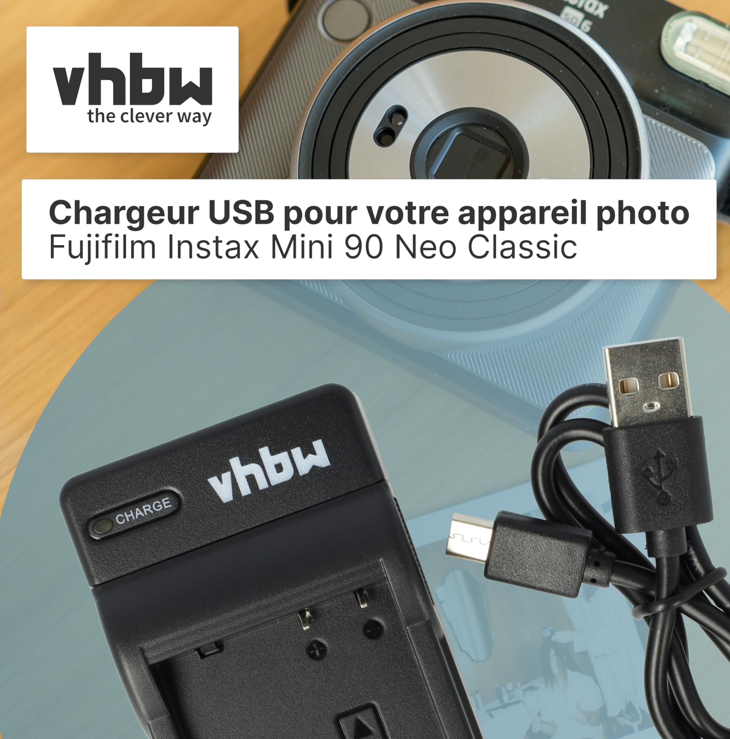 vhbw Chargeur USB Compatible avec Olympus Li-42B, Li-40B, Li-42, Li-40 caméra caméscope Action-cam + témoin de Charge 4,2 V
