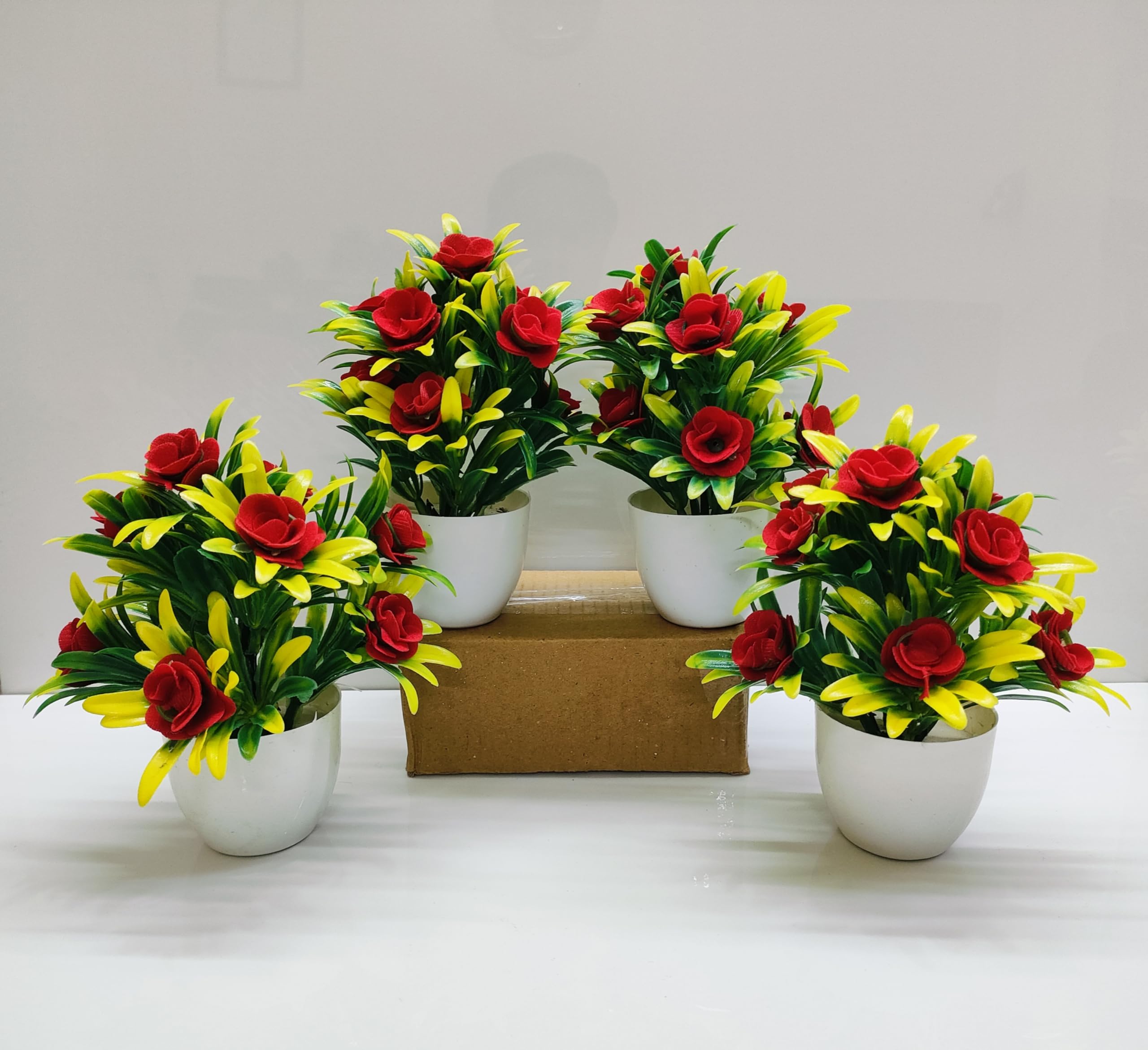 ADIRSA Artificial Plastic Flowers Plants | Flower Plant For Home Office Decor | Tabletop And Desk Decoration | Artificial Flower For Balcony Indoor Decor [Red, Set Of 4] (B0CYCGCLBN) Amazon Price History, Amazon Price Tracker