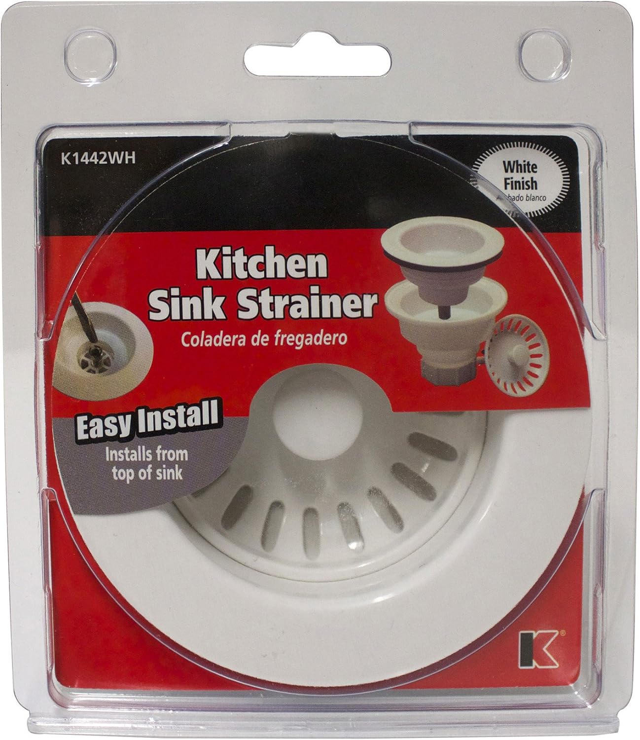 Plumb Pak Deep Cup Plastic Sink Strainer with Fixed Post Basket, White