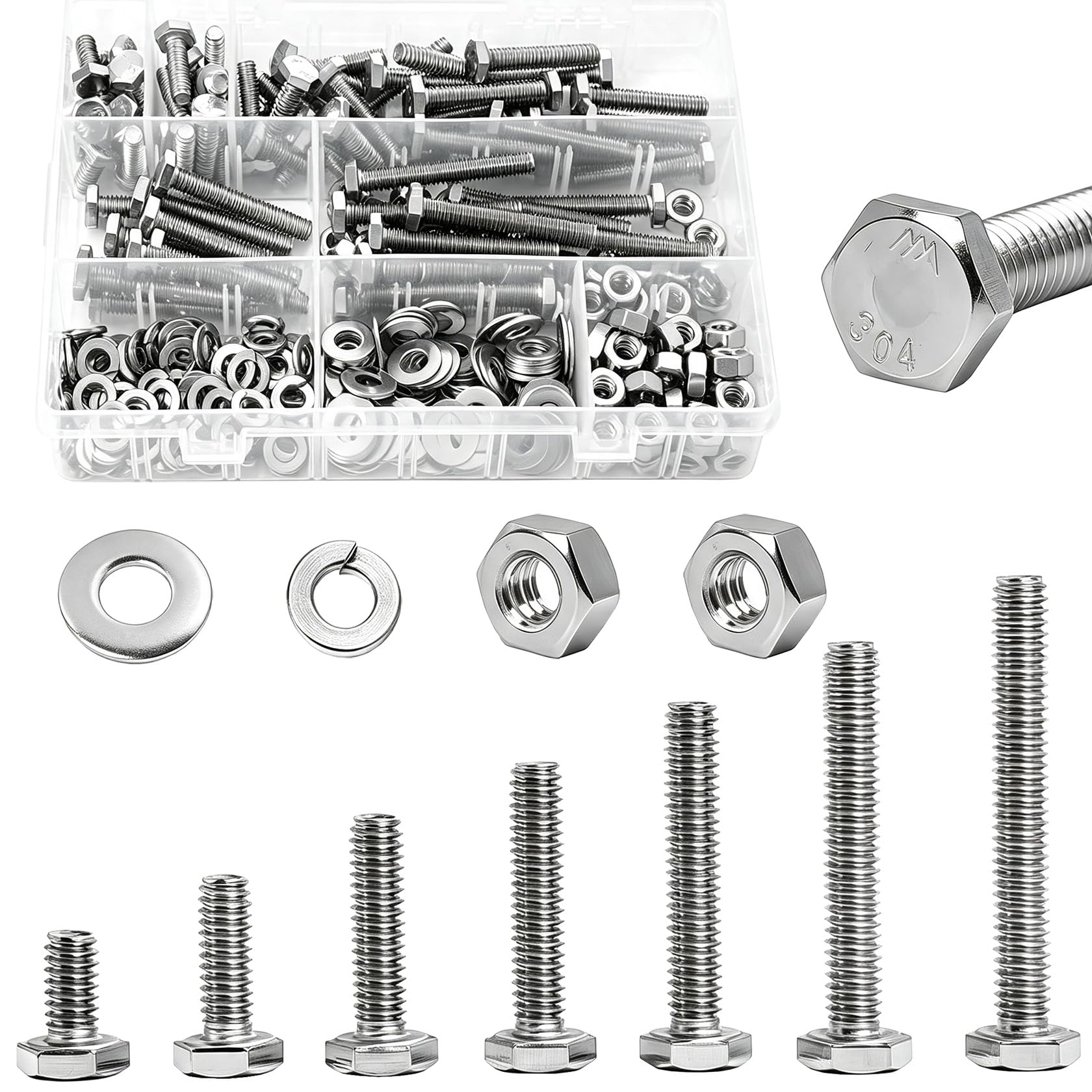 1/4-20 Hex Bolt Assortment Kit - 280 Piece -1
