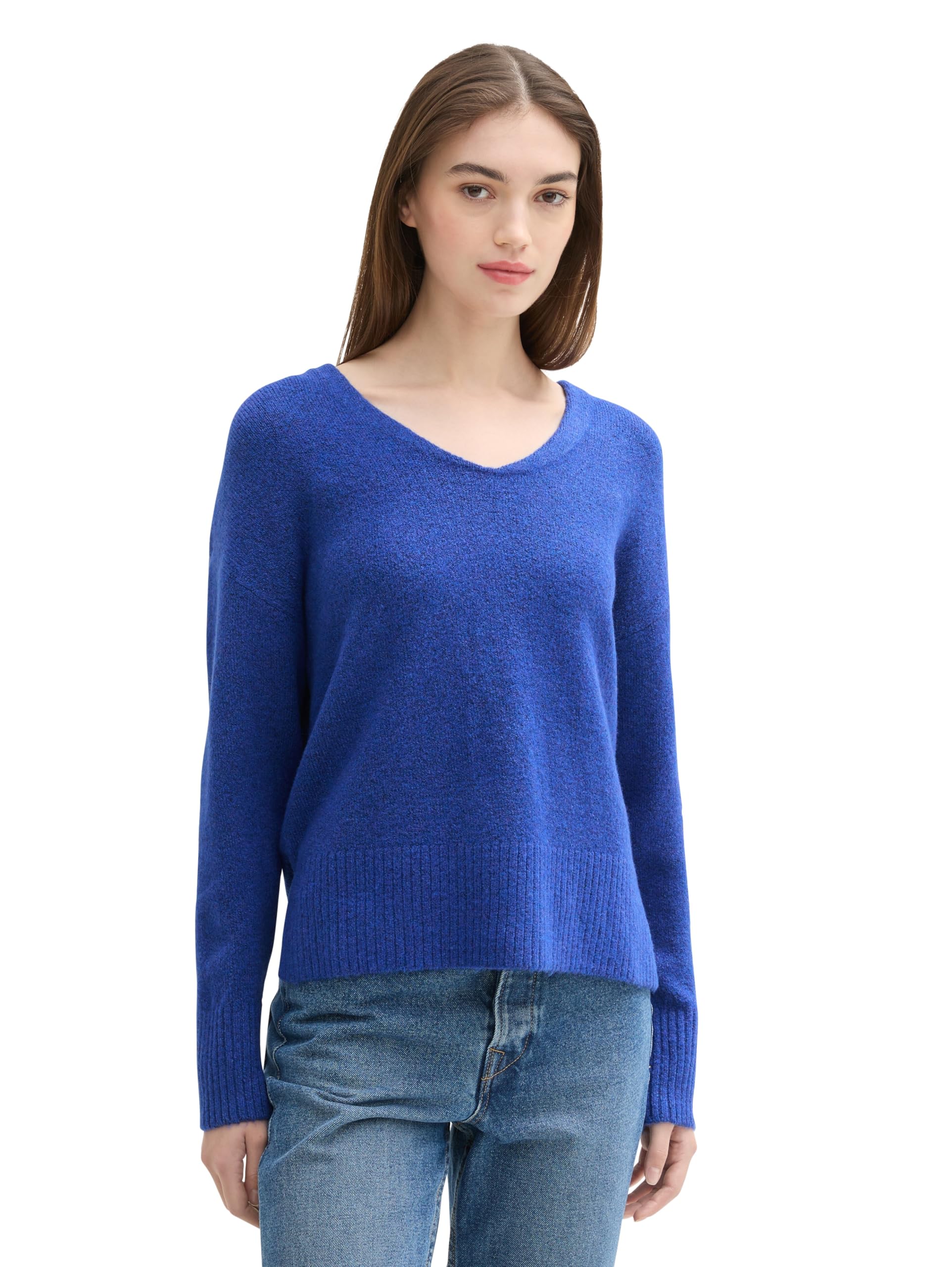 Tom Tailor Denim Damen 1043316 Cosy Strickpullover mit V-Ausschnitt