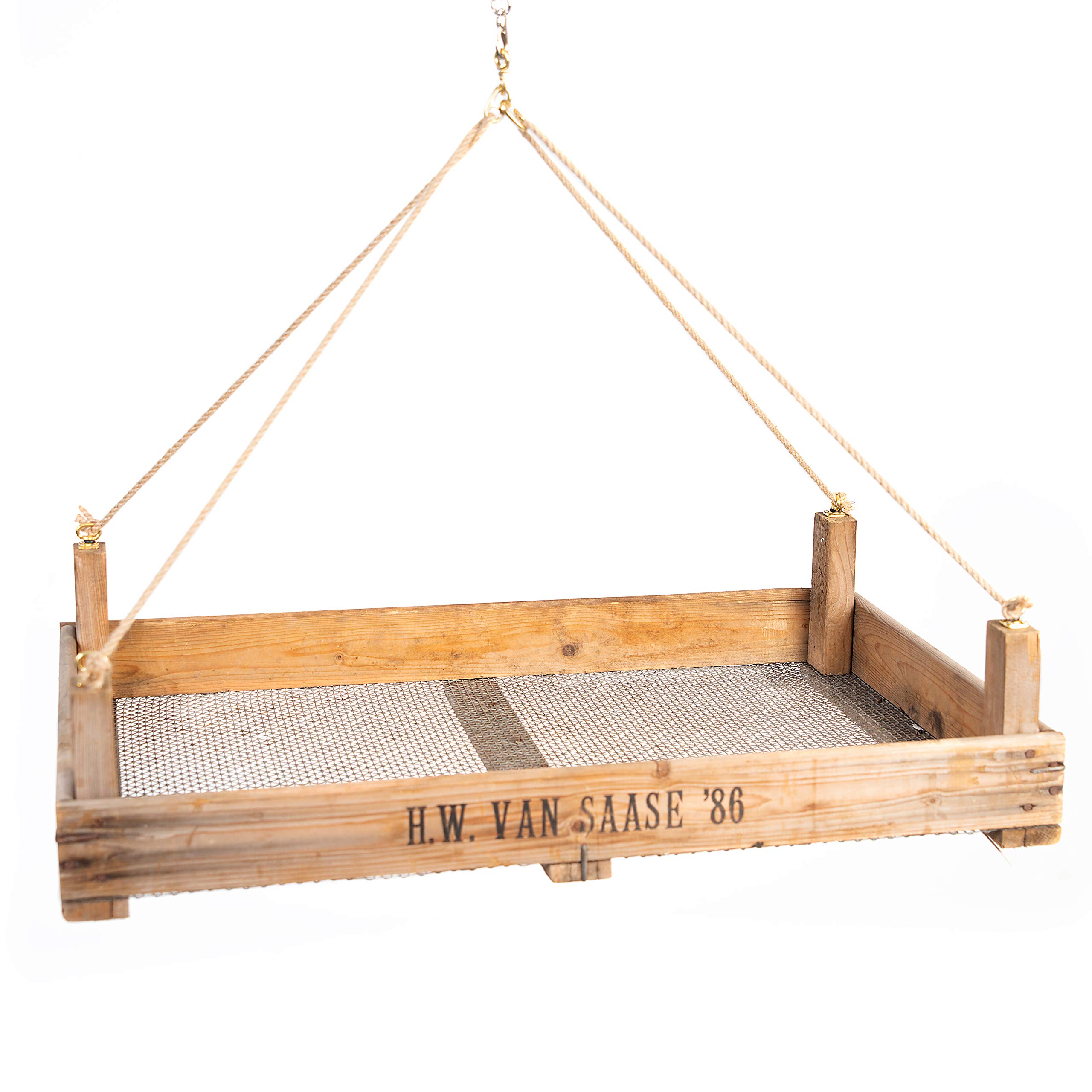 Die Stadtgärtner – Hängeampel aus rustikalem Zwiebelsieb I Hochwertige Outdoor & Indoor Hängeampel I Maße: 75 x 51 x 9 cm