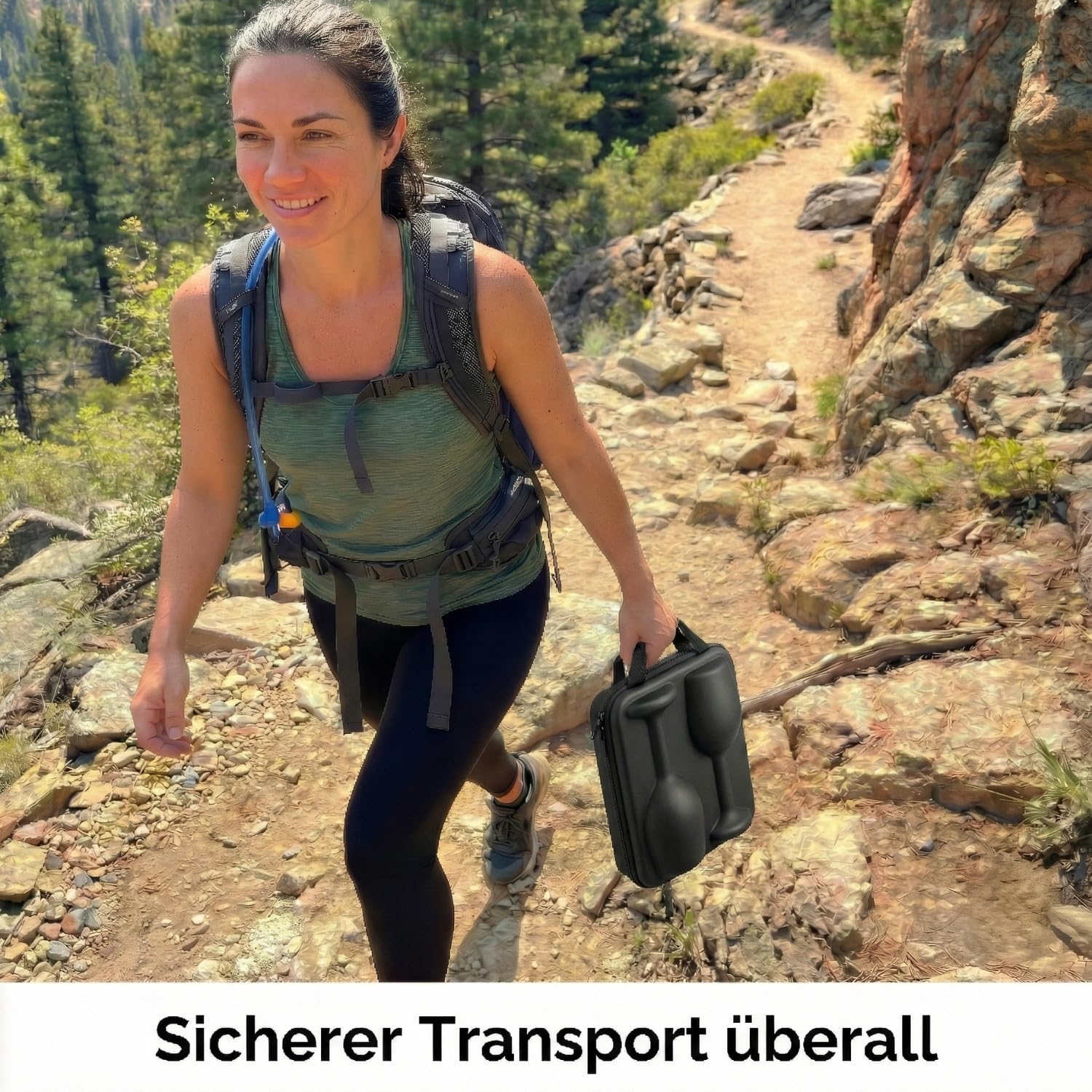 Breezio 2 Weingläser to go mit Schutzcase – Weinglas to go aus gehärtetem Glas | 2 Camping Weingläser mit passgenauem Case | Bruchsichere Weingläser dank passgenauem EVA hartschalen Case