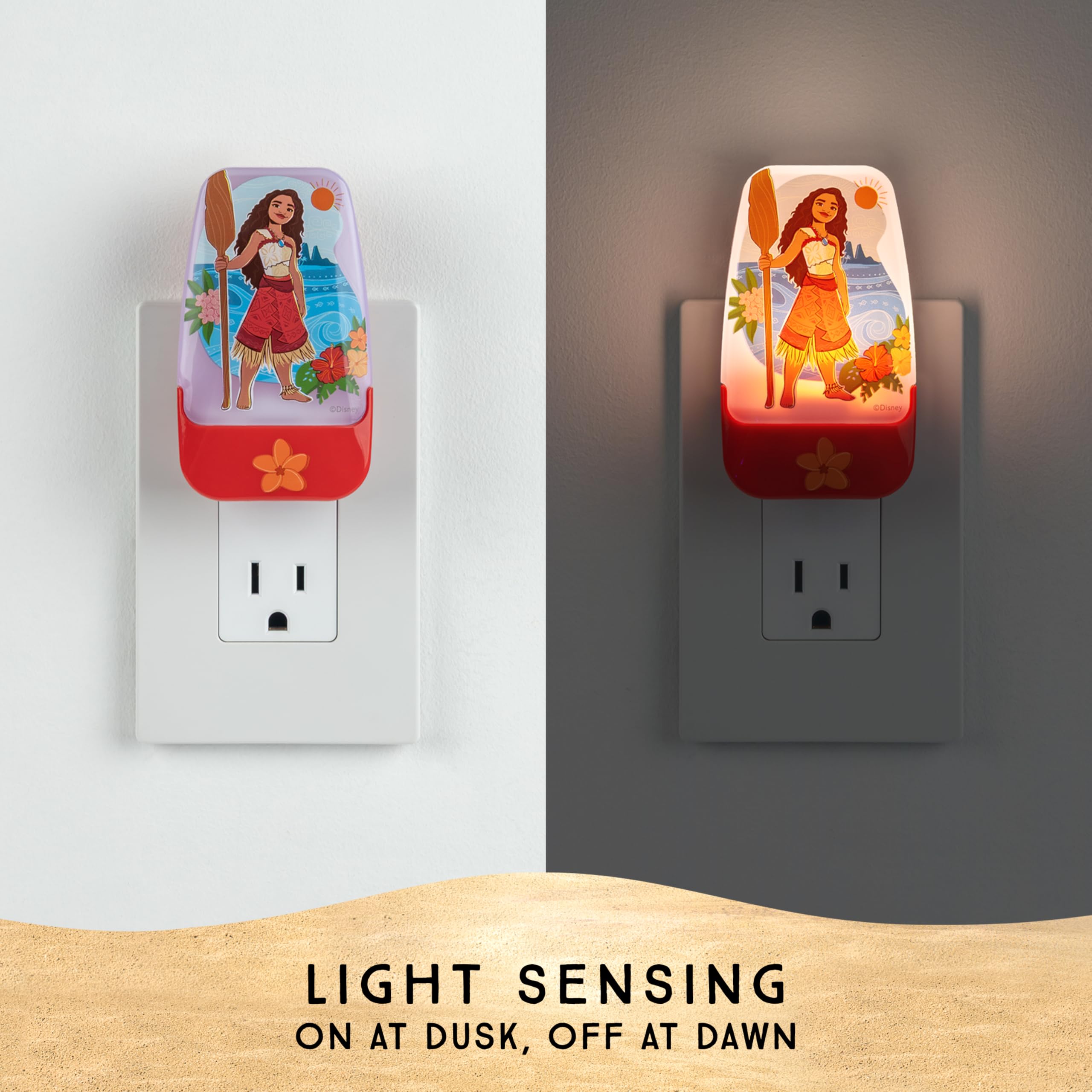 Disney Moana 85993 - Luci notturne a LED, decorazione per la stanza dei bambini, illuminazione d'atmosfera per camera da letto di ragazze e ragazzi, bagno e cameretta dei bambini 85993