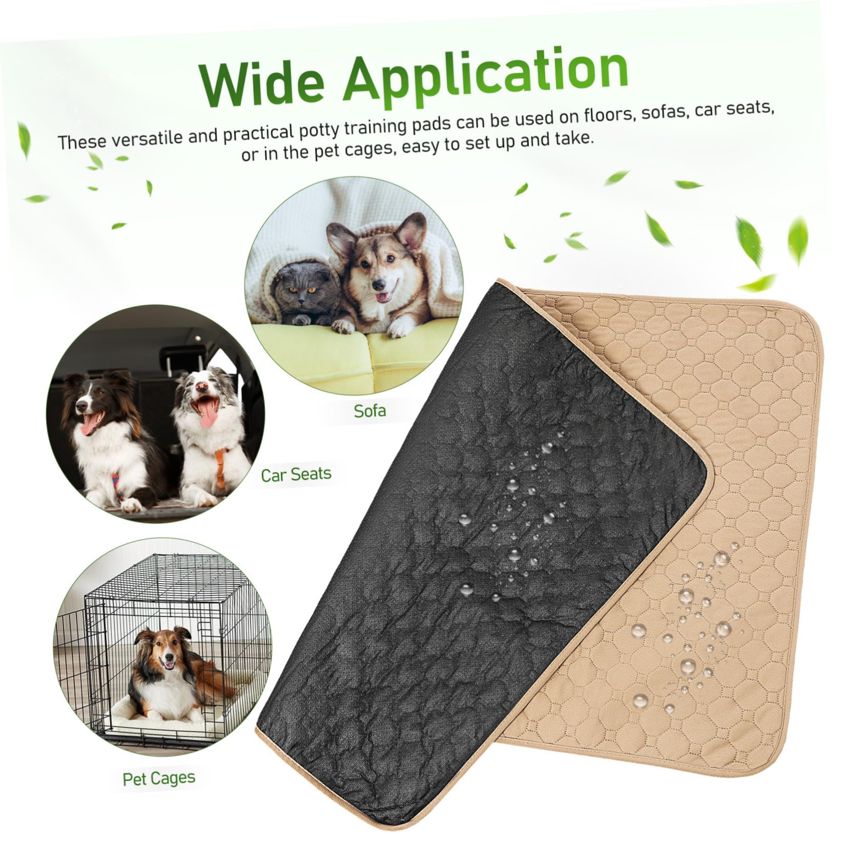 GANAZONO 2 pezzi Tappetini Igienici Riutilizzabili per Cani e Gatti Antiscivolo e Assorbenti per Addestramento e Protezione Pavimenti Lavabili in Lavatrice Copertura per Auto e Casa