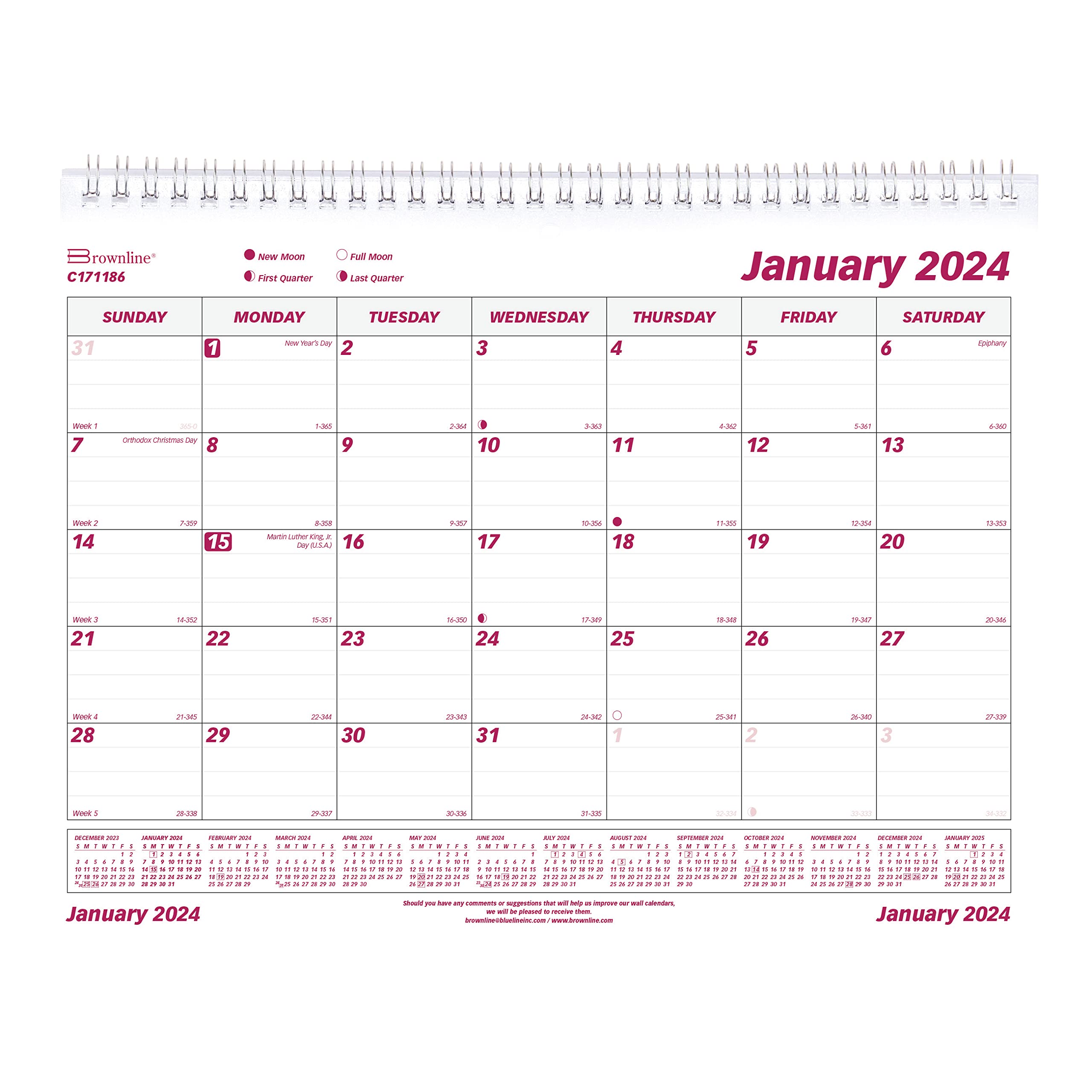 BrownlineMonthly Wall Calendar, 11-inch Length