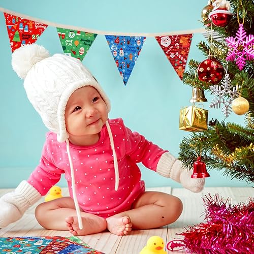 Miniatura 7 de Paquete de 20 piezas de tela de Navidad de 10 x 10 pulgadas, cuadrados precortados de árbol de Navidad, copos de nieve, restos impresos para