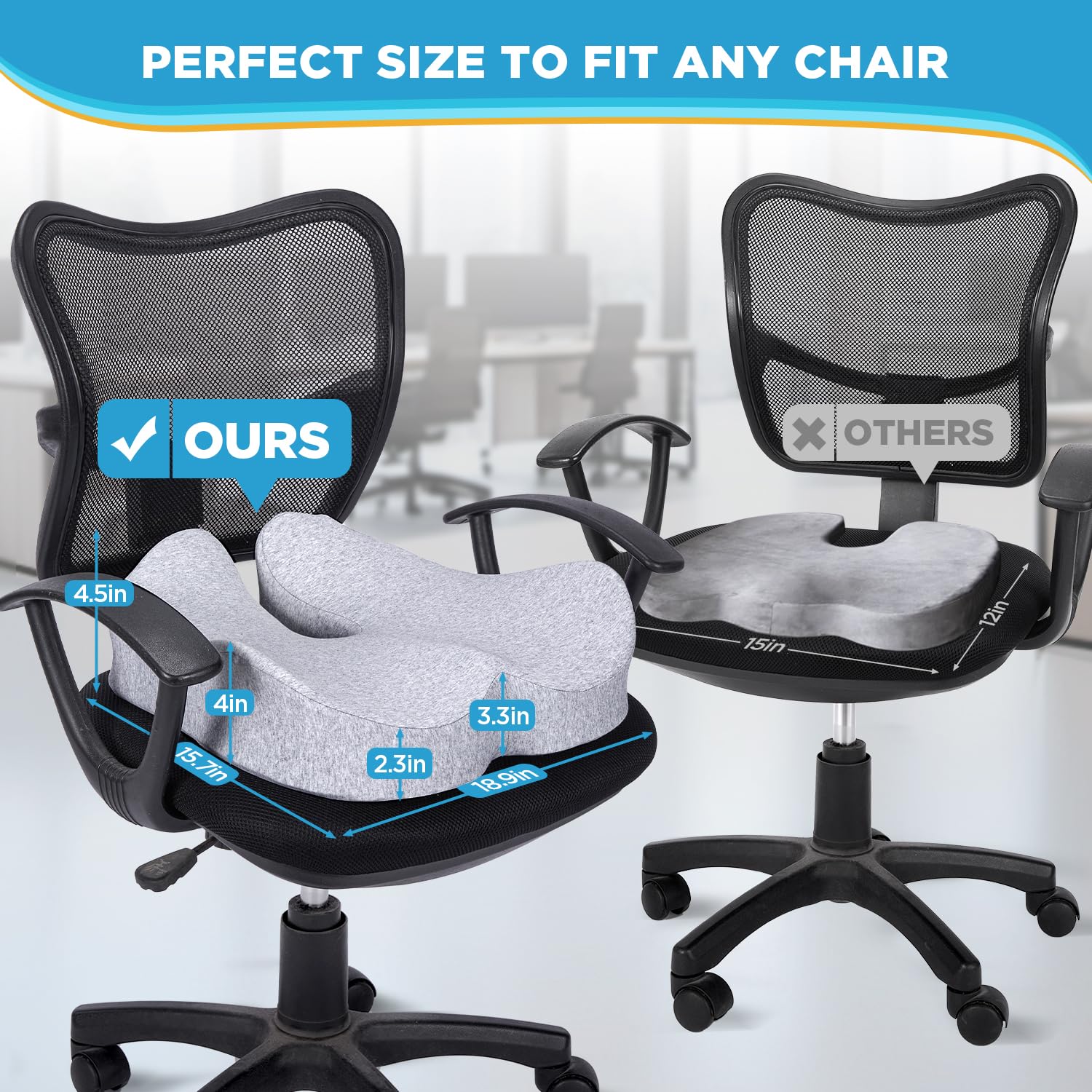 BEAUTRIP Cojín de asiento y almohada de apoyo lumbar para silla de oficina, coche y silla de ruedas, cojín ergonómico para coxis, ciática y alivio del dolor de espalda, cojines de espuma viscoelástica