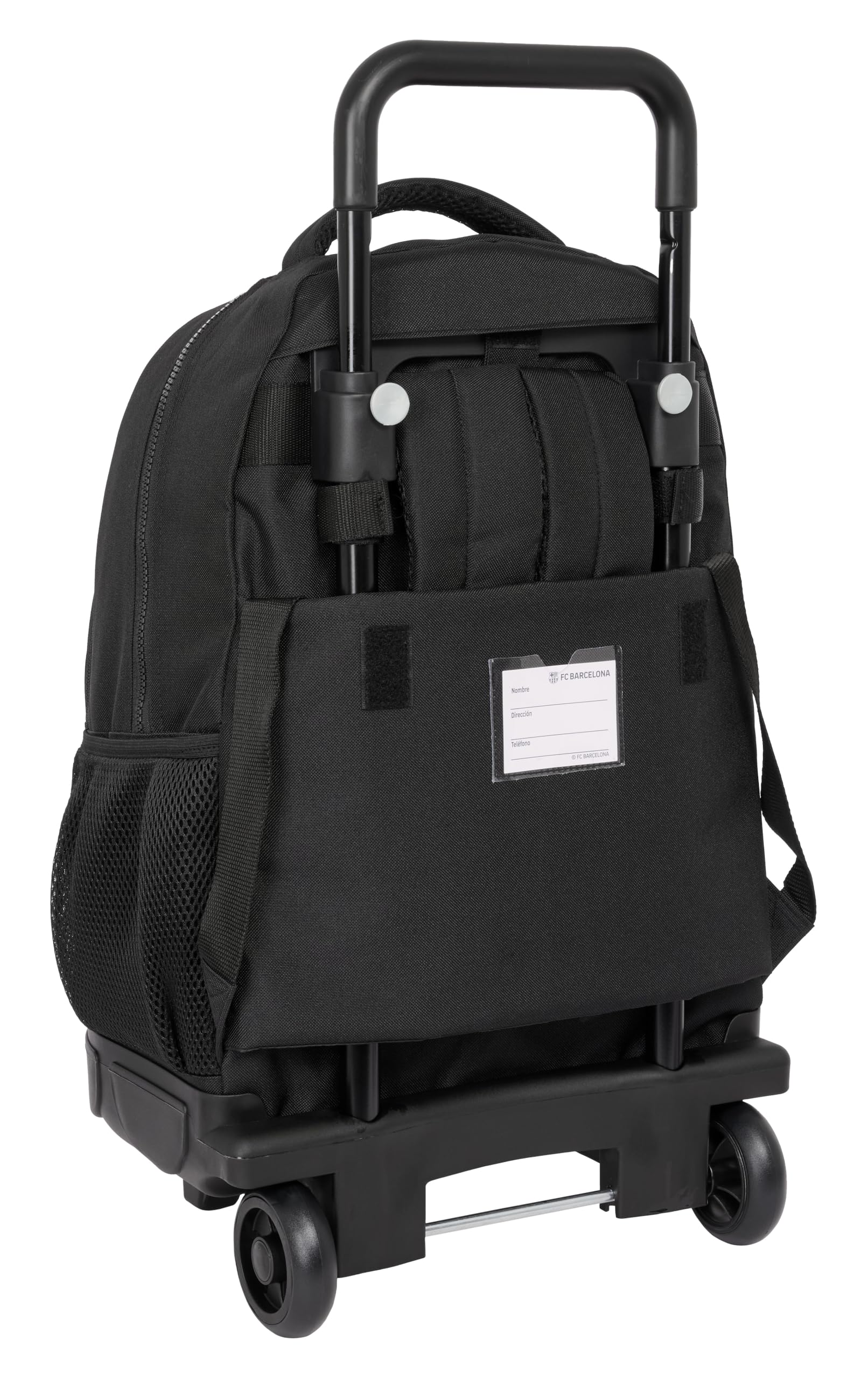 Safta F.C. BARCELONA BLACK - Mochila Grande con Ruedas, Compacta, Extraíble, Ideal para Niños de Diferentes Edades, Cómoda y Versátil, Calidad y Resistencia, 33x22x45 cm, Color Negro