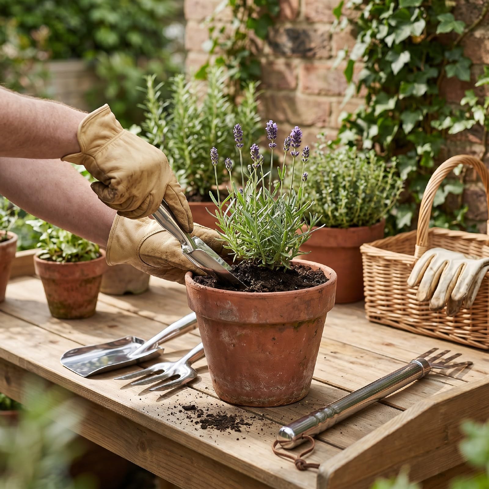 banapoy Set di Attrezzi da Giardino da 4 Pezzi, Utensili Manuali da Giardinaggio in Acciaio Inossidabile con Rastrello a 4 Denti e Manico Ergonomico Antiscivolo, Pale da Giardino in Acciaio