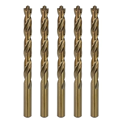 Juego de brocas de cobalto de 38 pulgadas, 5 brocas resistentes para metal, acero, hierro fundido (38 x 5 pulgadas)