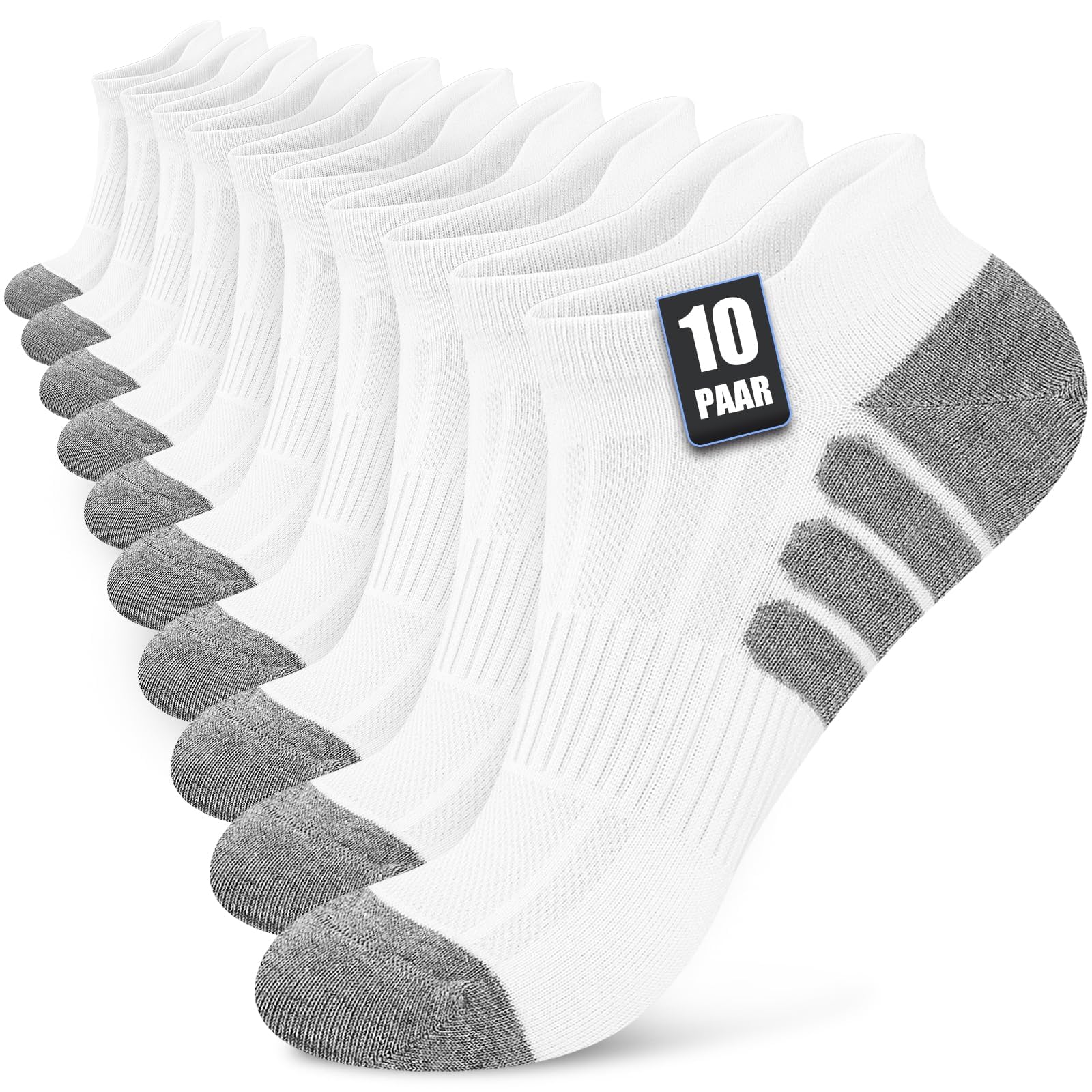 10 Pares Calcetines Tobilleros Hombre Mujer, Calcetines Cortos Hombre de Algodon Transpirable, Cómodo con Malla Transpirable