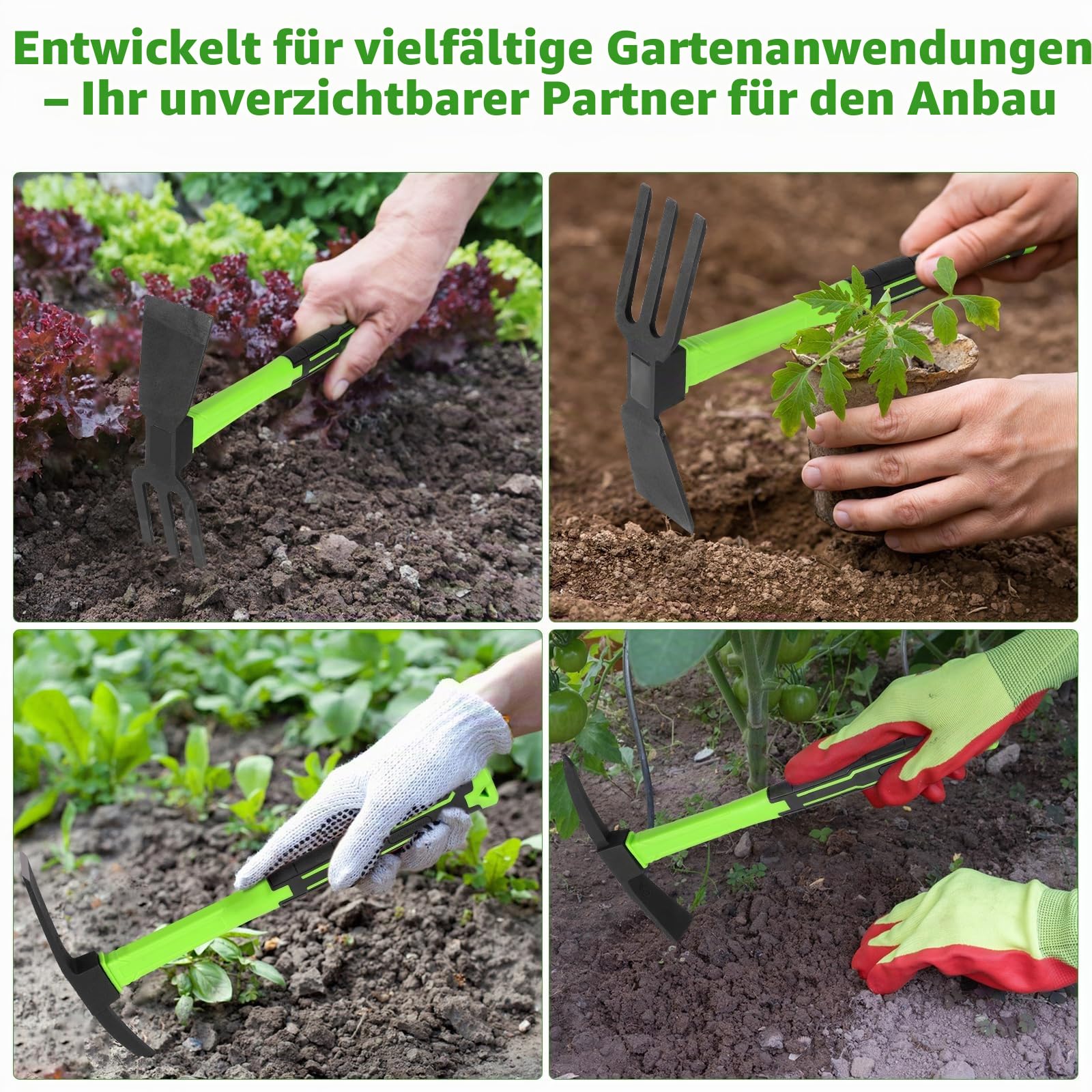 2pcs Spitzhacke 38cm Gartenhacke rutschfeste Komfortgriffe für Gartengeräte Spaten Garten