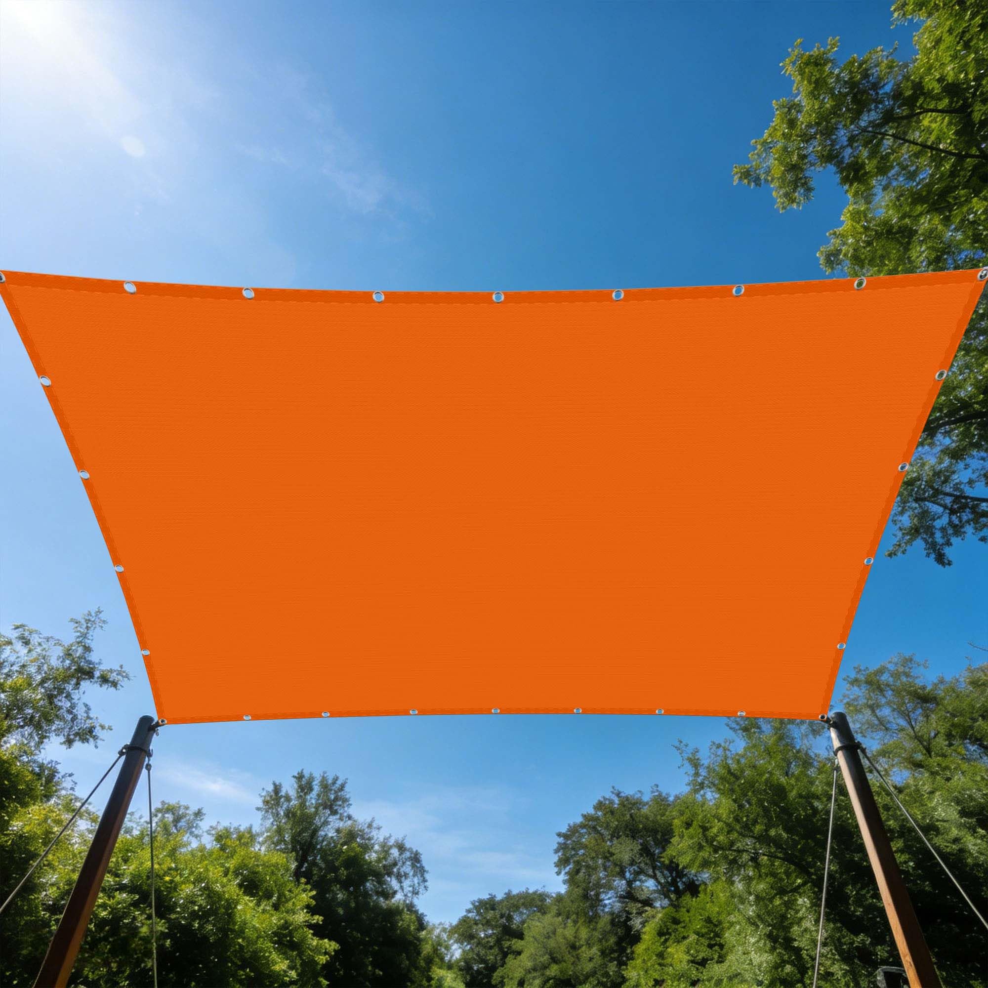 Voile d'ombrage imperméable orange toile rectangulaire extérieur anti vent