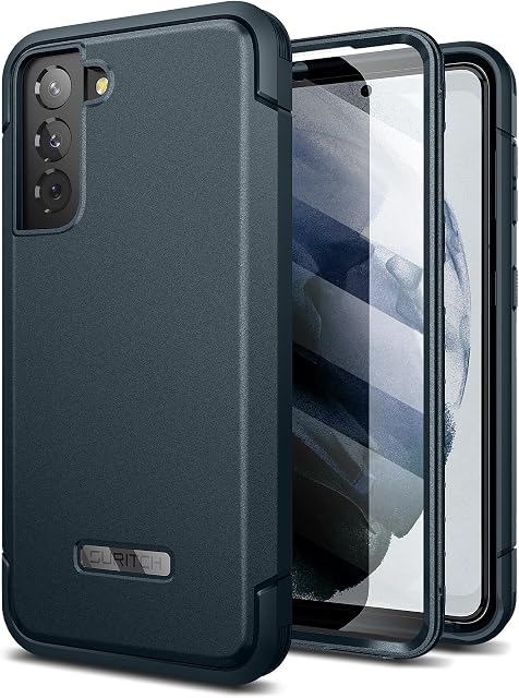 SURITCH Bumper Case for Samsung Galaxy S21, Rugged Shockproof Case [Built-in Screen Protector] Full-Body Protective Cover with Double Front Frame for Samsung S21 6.2"(Green Blue)