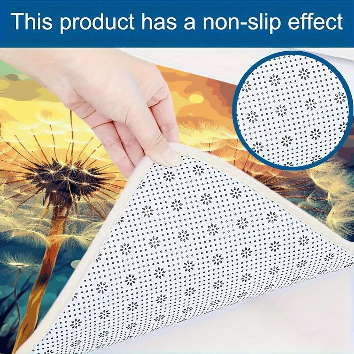 Dandelion DIY Drawing Paint Kitchen Mats with 2PCS Non-Slip Washable,Kitchen Rug Heavy Duty Durable, Floor Mats for Kitchen,Office,Sink,Laundry