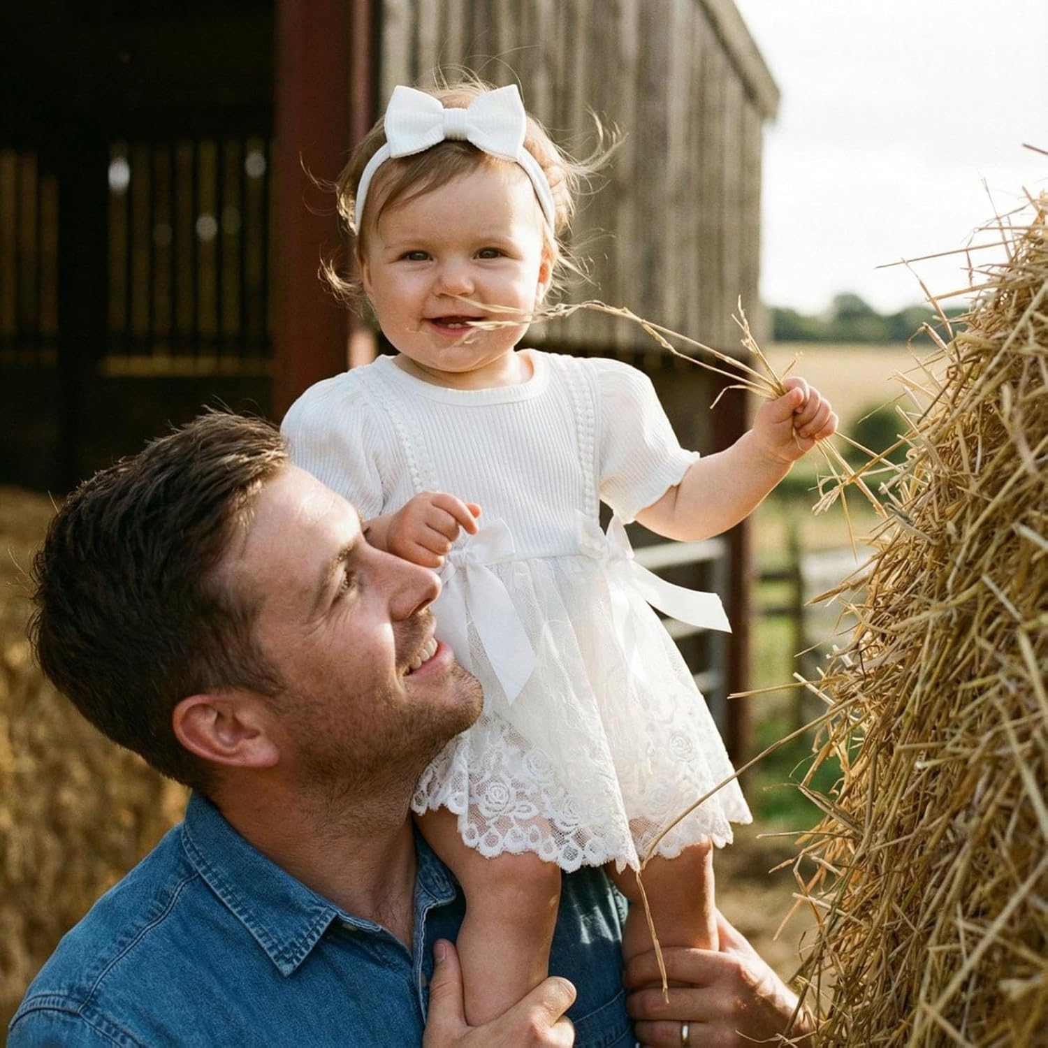 Douhoow Baby Girl Lace Dress Short Sleeve Baby Romper Dress Flowers Mesh Infant Girl Summer Clothes with Headband - Image 4