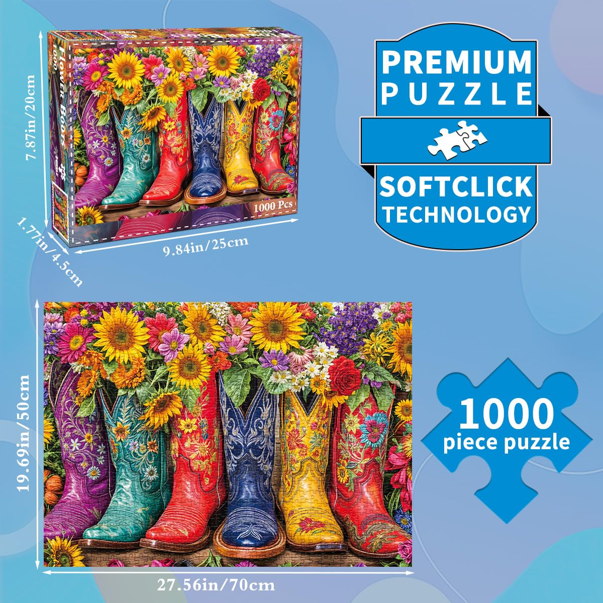 Puzzle 1000 elementów dla dorosłych, klasyczna gra edukacyjna, piękne buty kwiatowe, wspaniała dekoracja, puzzle, prezenty