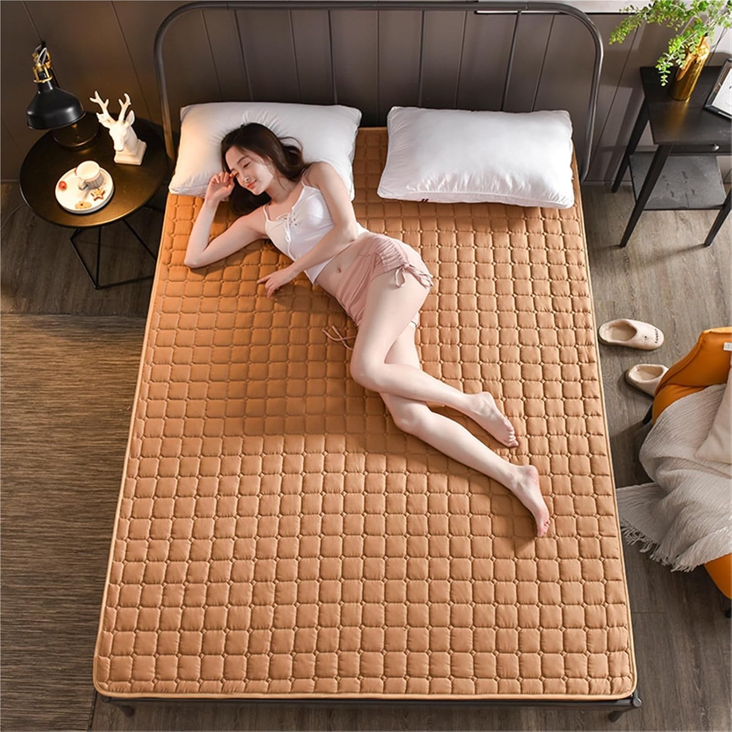 Foldable Roll Up Student Dormitory Mattress Thin Tatami Sleeping Mat Soft Not-Slip Japanese Futon Mattress Lounger Couch Floor Bed Pad Roll Out Guest Bed Kids Sleeping Pad