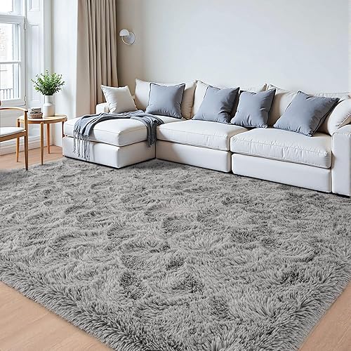 Miniatura 9 de Beglad Alfombras de pelo largo para sala de estar, alfombras grises de 5 x 7 pies, antideslizantes, duraderas, modernas, de estilo minimalista,