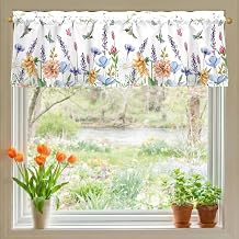 Hummingbird Floral Spring Summer Valances for Windows 54x18 Inch Curtain Valance for Kitchen Bathroom Bedroom Living Room Decor