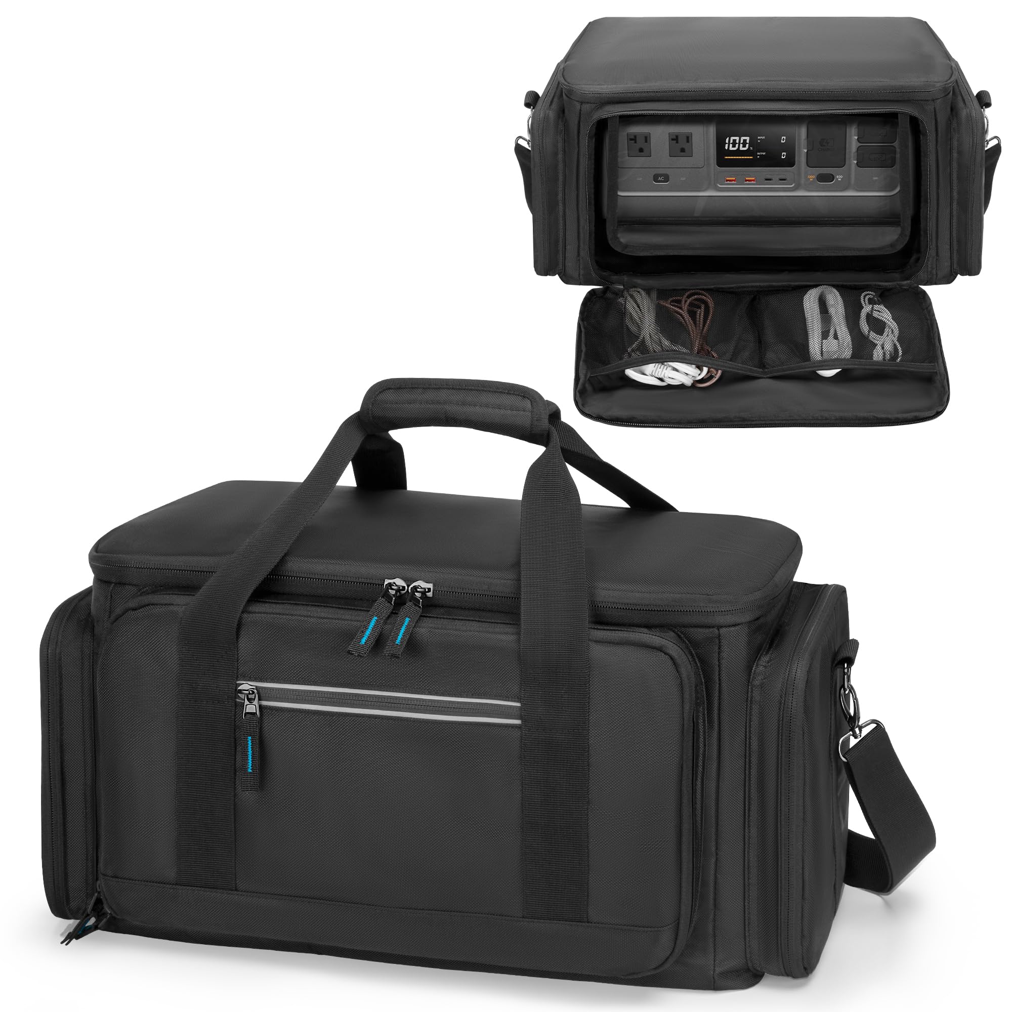 Trunab Estuche de Estación de Energía Portátil Compatible con DJI 1000. Bolsa de Hombro Protectora con Panel frontal Transparente y Cremalleras Laterales que Disipan el Calor, Negro | Bolsa de almacenamiento de viaje con correa para el hombro y panel fron