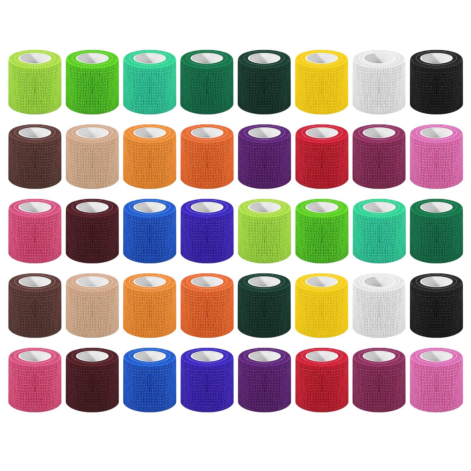 40 Pcs Self Adhesive Cohesive Bandage, 5cm First Aid Medical Wrap, 20Colour