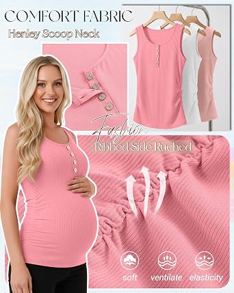 4 Pack Maternity Henley Tank Tops