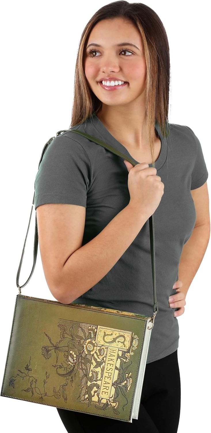 Shakespeare Book Costume Purse - Faux Leather Bag with Adjustable Strap, Literary Design