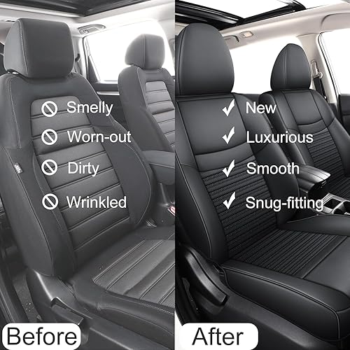 Miniatura 3 de LINGVIDO Fundas de asiento personalizadas para Nissan Rogue 2014 2015 2016 2017 2018 2019 2020, juego completo, negro, no para híbridos y deportivos
