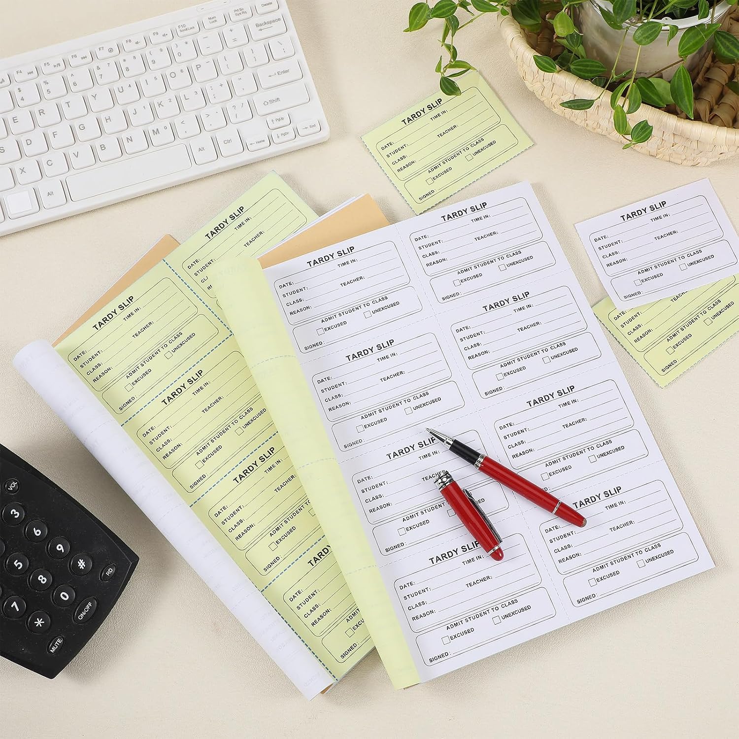 Engrowtic 800 Pcs Tardy Slip Book with Carbonless Duplicates 3.5 x 4.3 Inch Tardy Slips Per Book Form Register Copy Notebook for Student Late Arrivals Easy Removal Fold and Tear (Yellow and White)