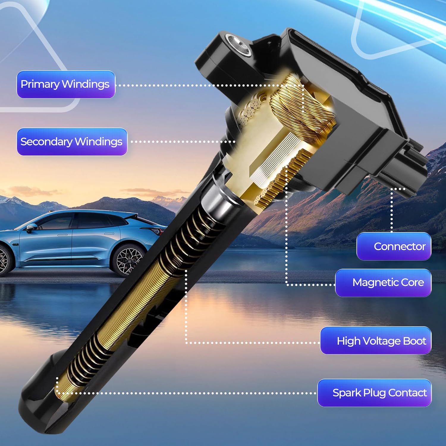 Set of 4 Spark Plugs Coil Packs for Nissan Altima Versa Sentra Rogue Cube NV200 Ignition Coil Pack and Spark Plugs Replaces UF549