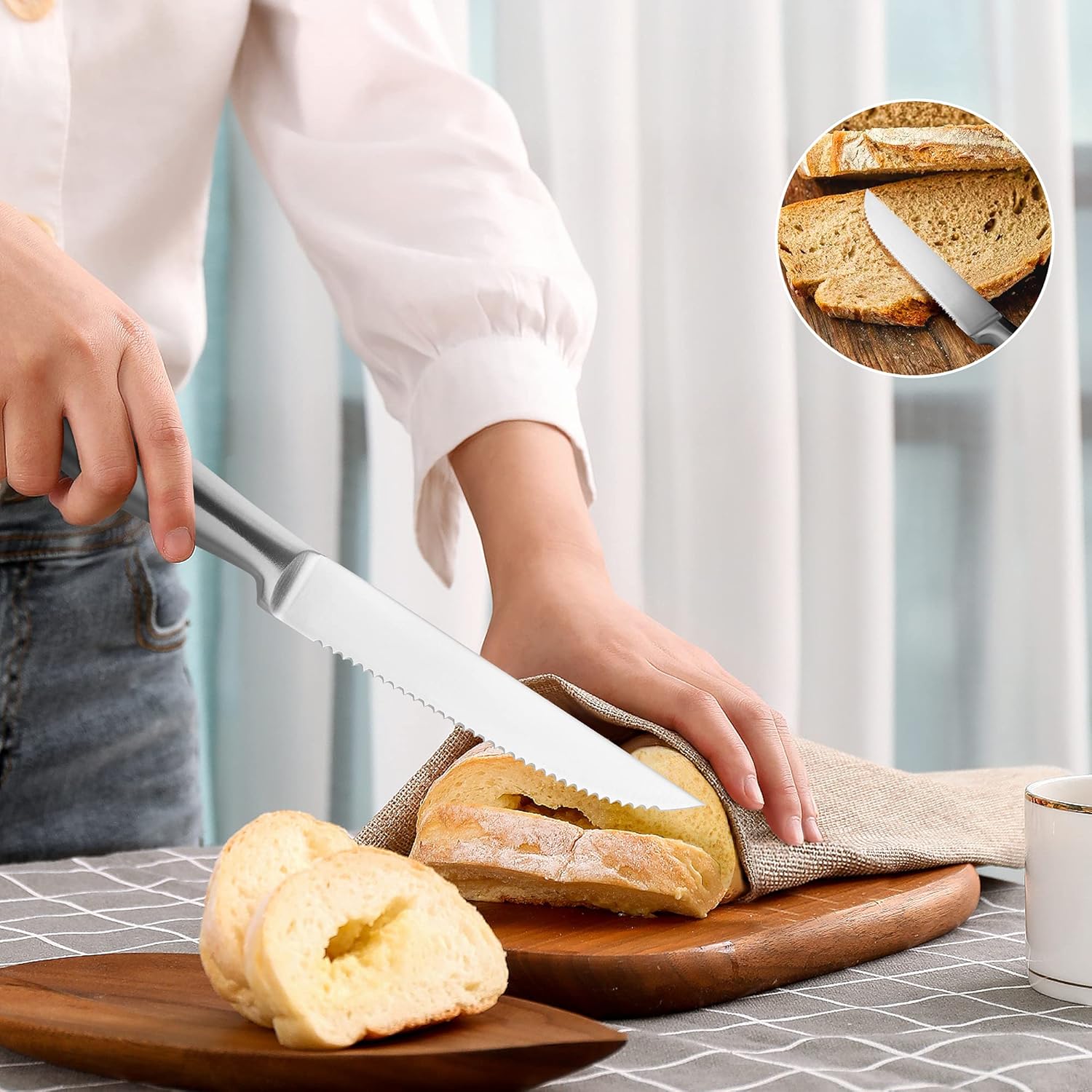 IsheTao Steak Knives, Steak Knife Set of 6, 4.5 inches Steak Knife, Dishwasher Safe High Carbon Stainless Steel Steak Knife, Silver: Home & Kitchen