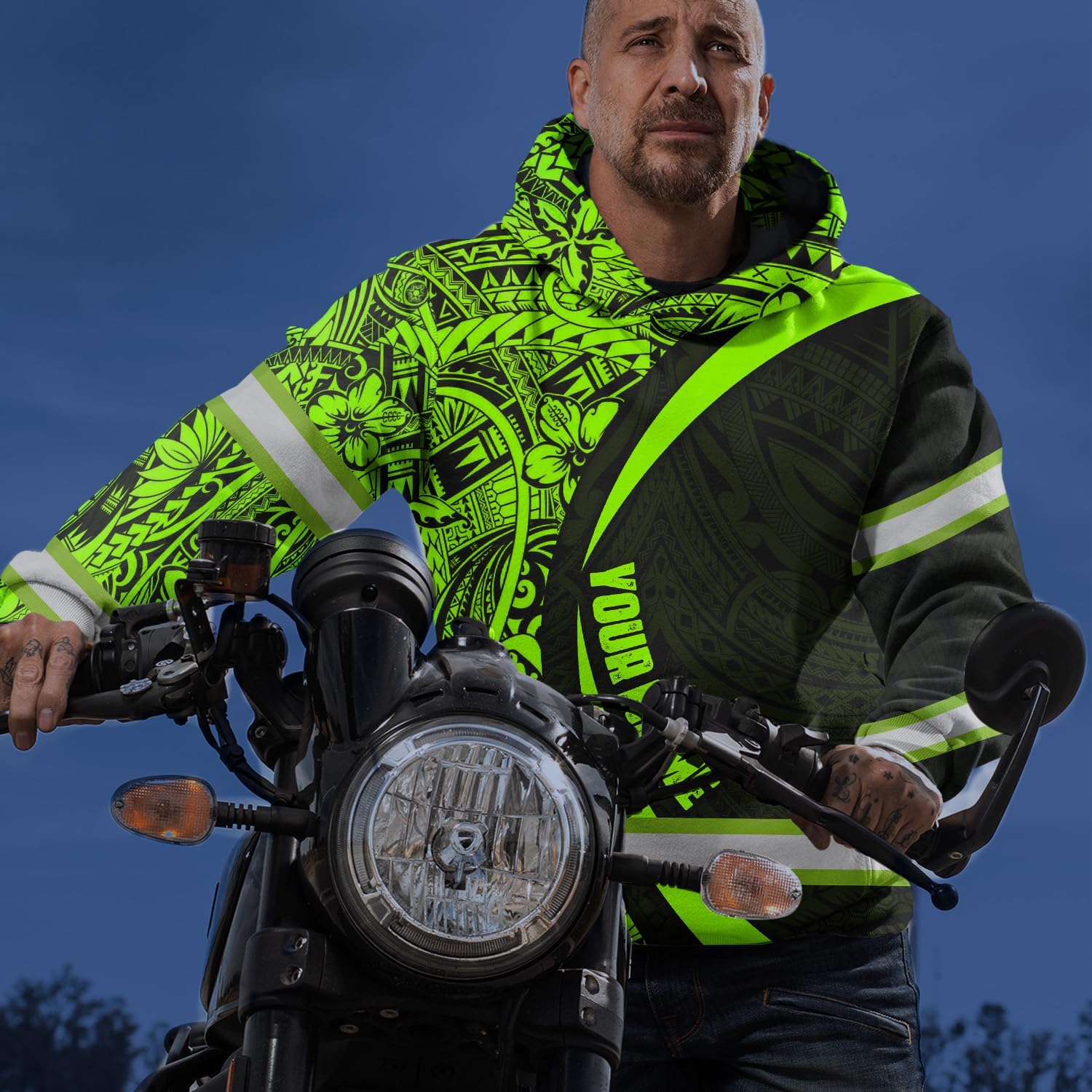 Matedecor Skull High Visibility Shirt Men Reflective Safety Shirts US Flag Custom Name Workwear, Runners, Walkers, Patriotic